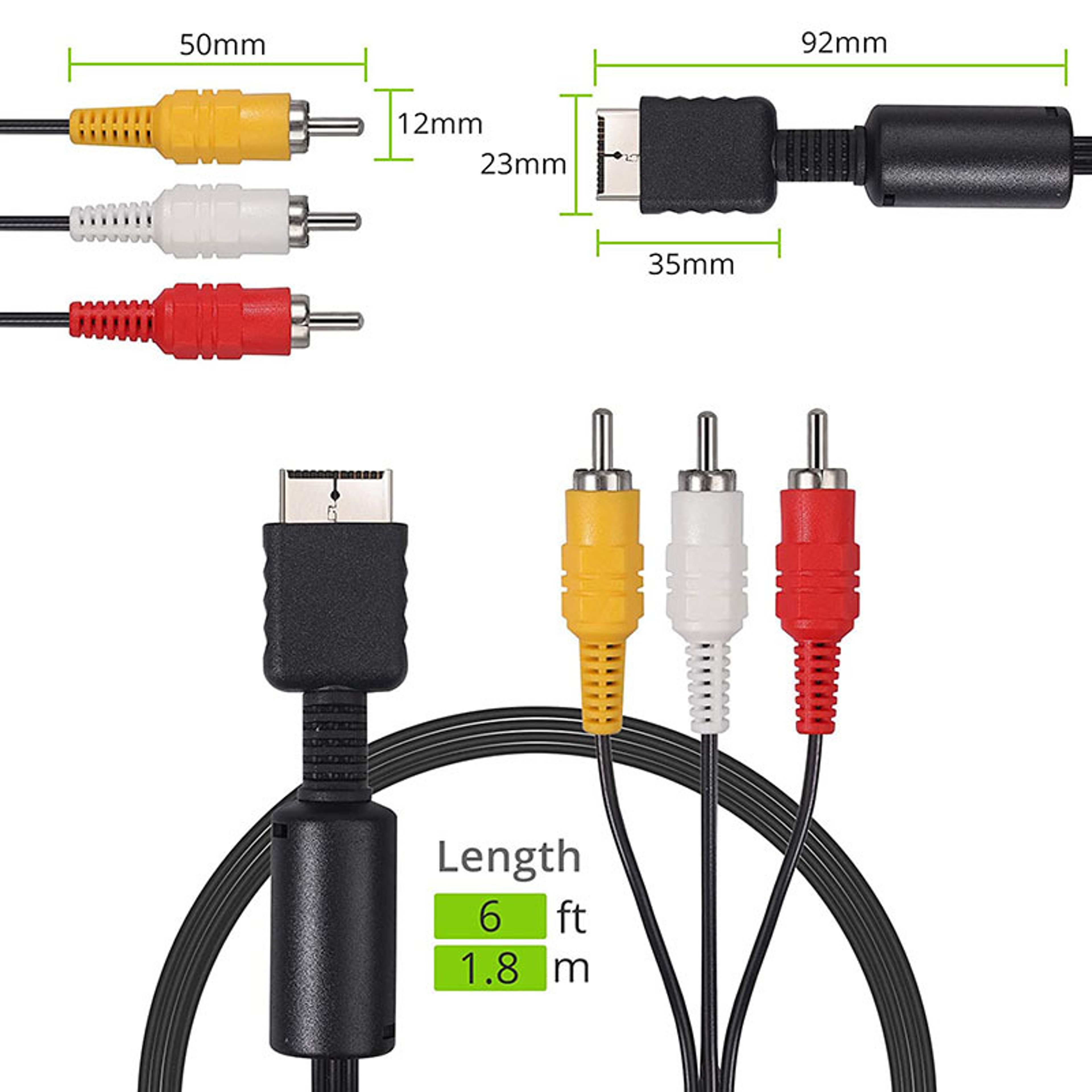 Audio Video Extend Cord ForPlayStation Console Game Player To TV RCA Adapter 2