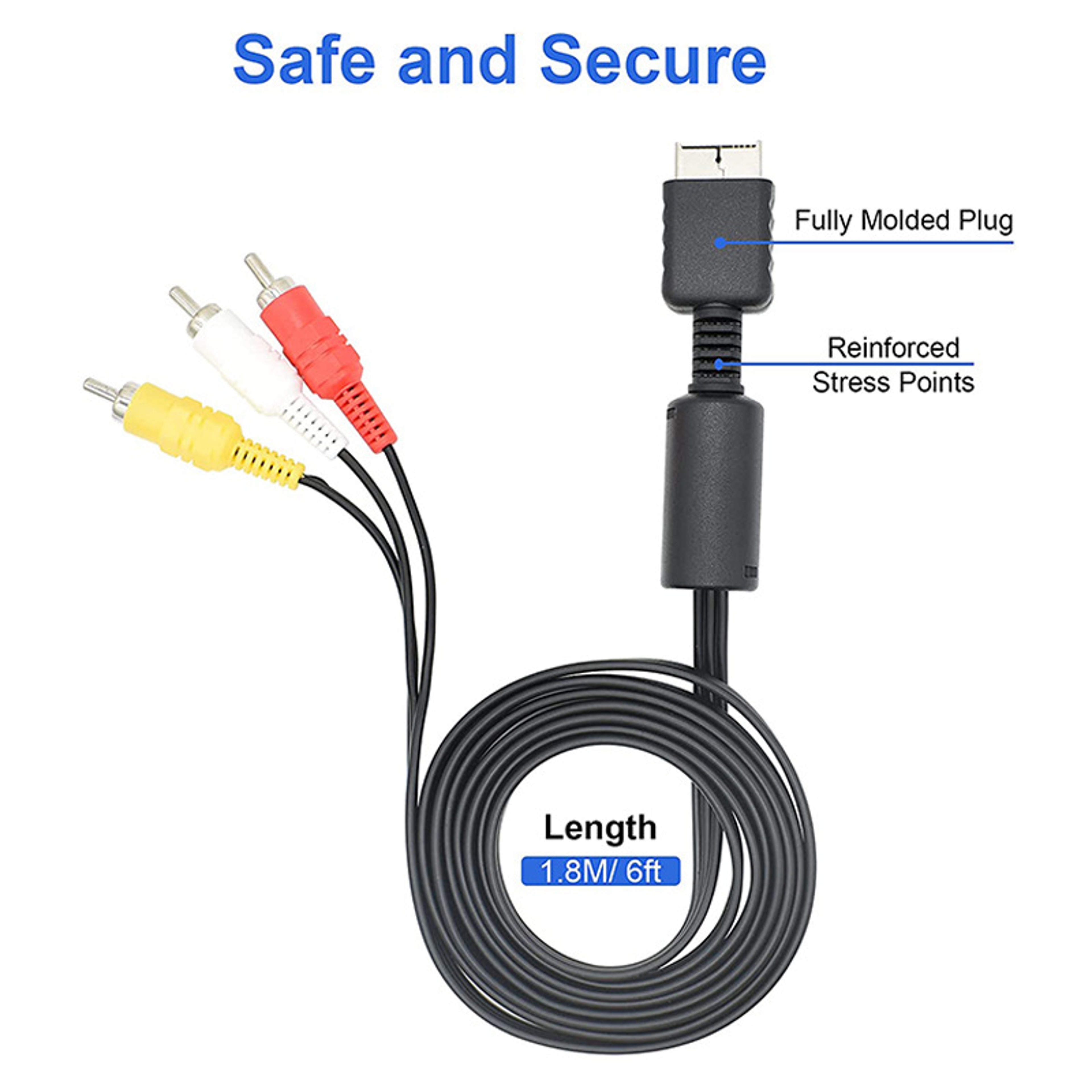 Audio Video Extend Cord ForPlayStation Console Game Player To TV RCA Adapter 4