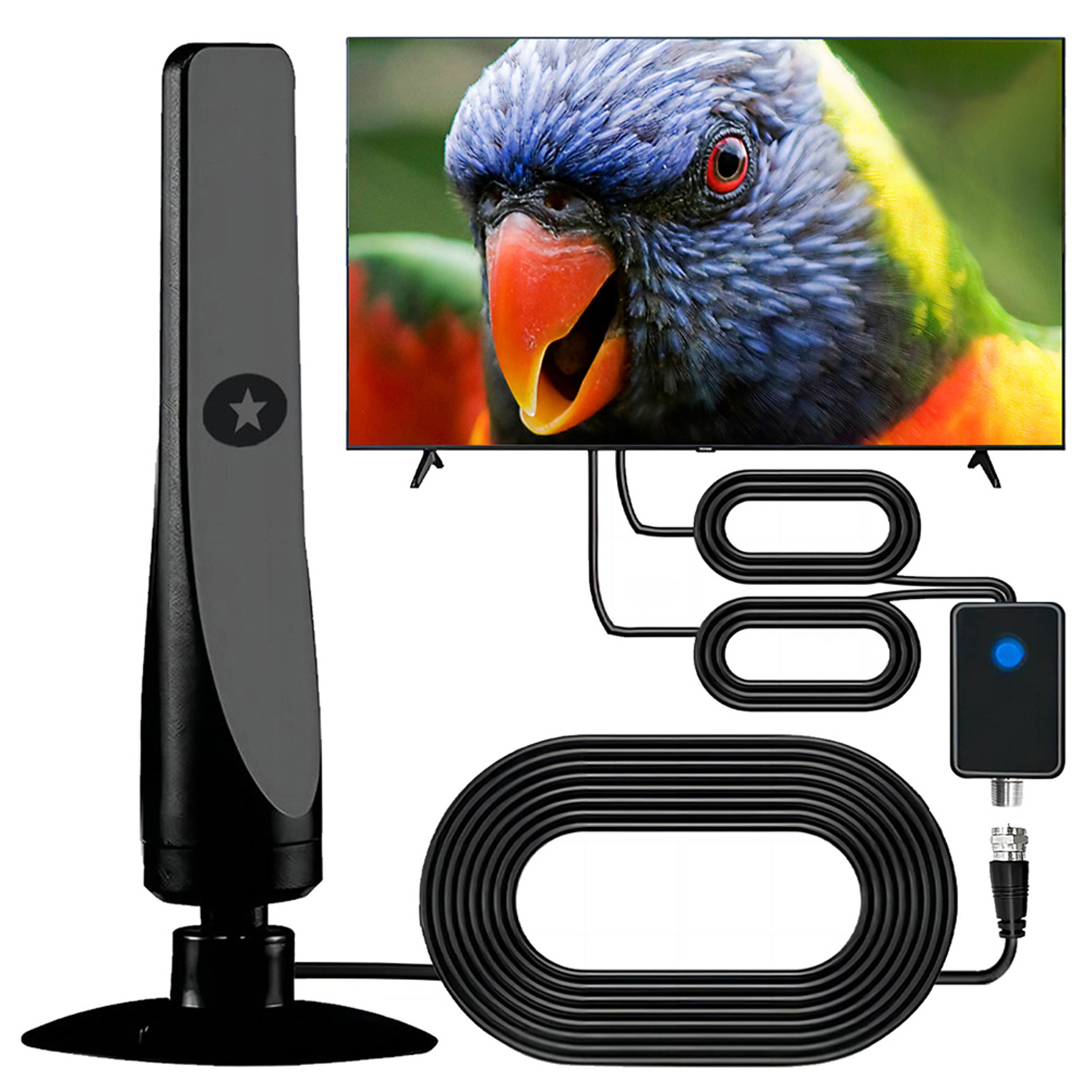 Indoor HD Digital TV Antenna Amplified Miles With Amplifier Booster VHF UHF Aerial Set 5