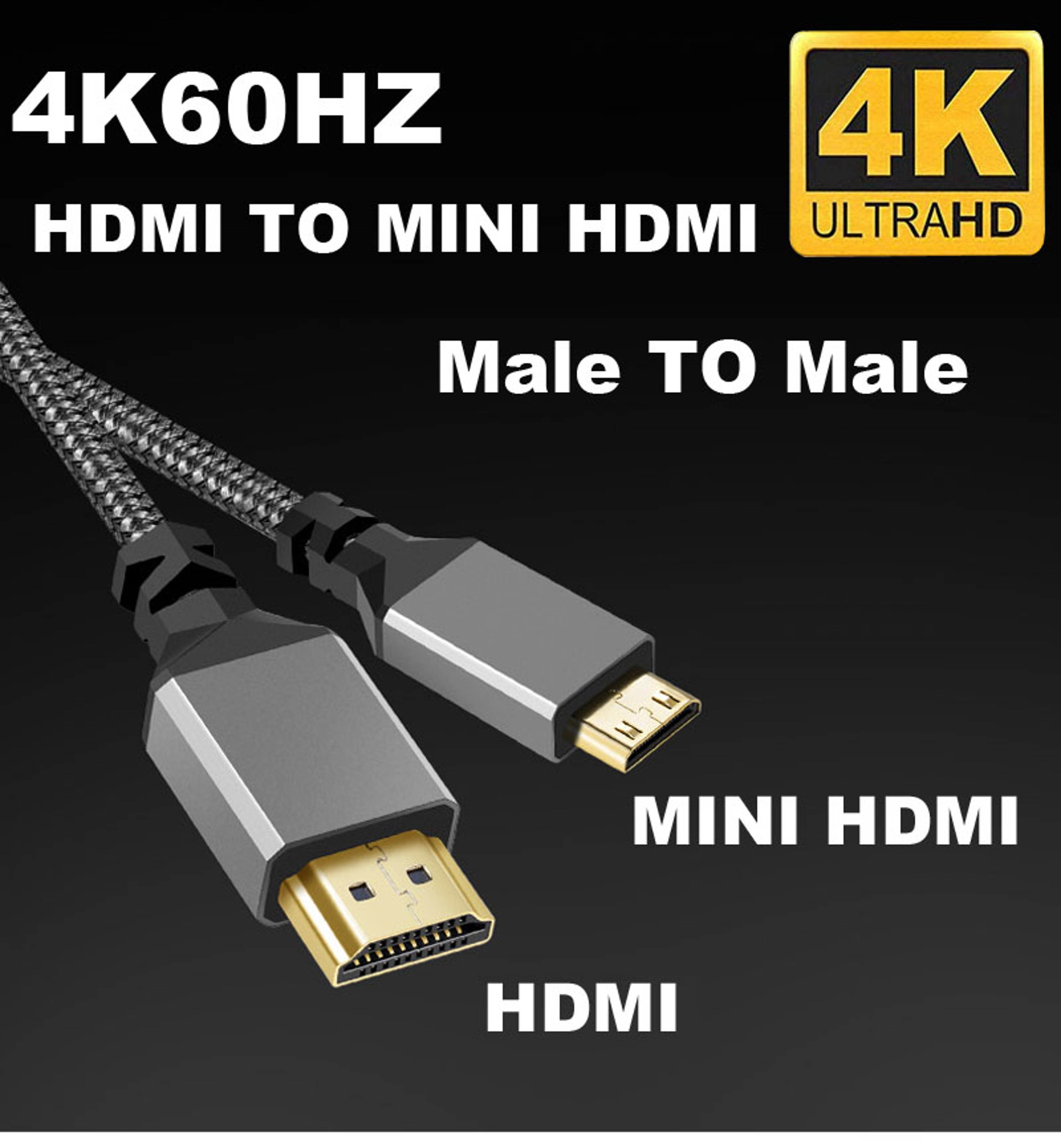 MINI HDMI To HDMI Cable Male A Male HD Adapter Converter For TV Camera 2