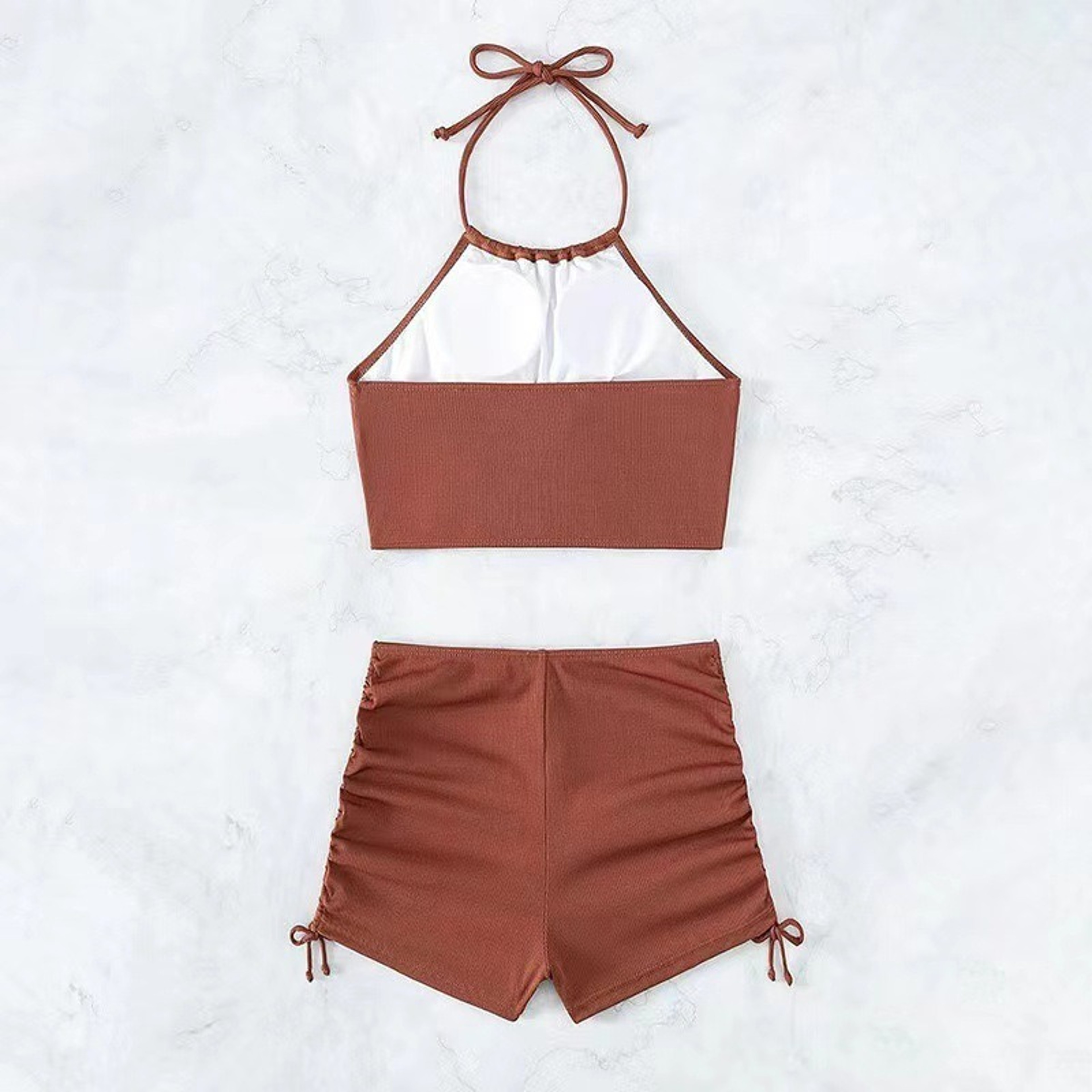 Sexy Strapless Top Solid Color Halter Neck Bikini Separate Swimwear For Hot Spring Beach Vacation 6