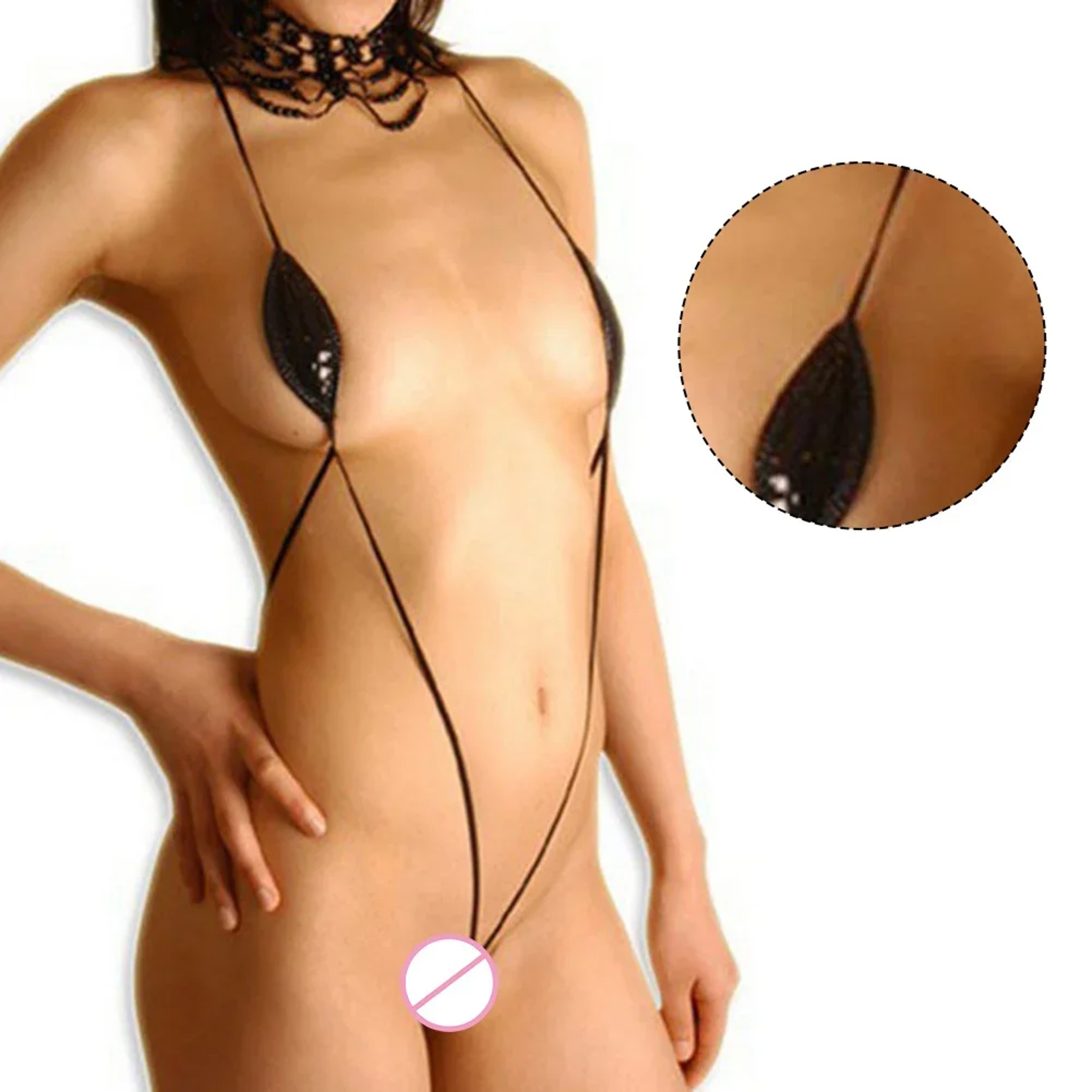 Sexy Thong Bikini High Quality Underwear Women Slight Stretch Tie Side PU Patent Leather Swimsuit 0