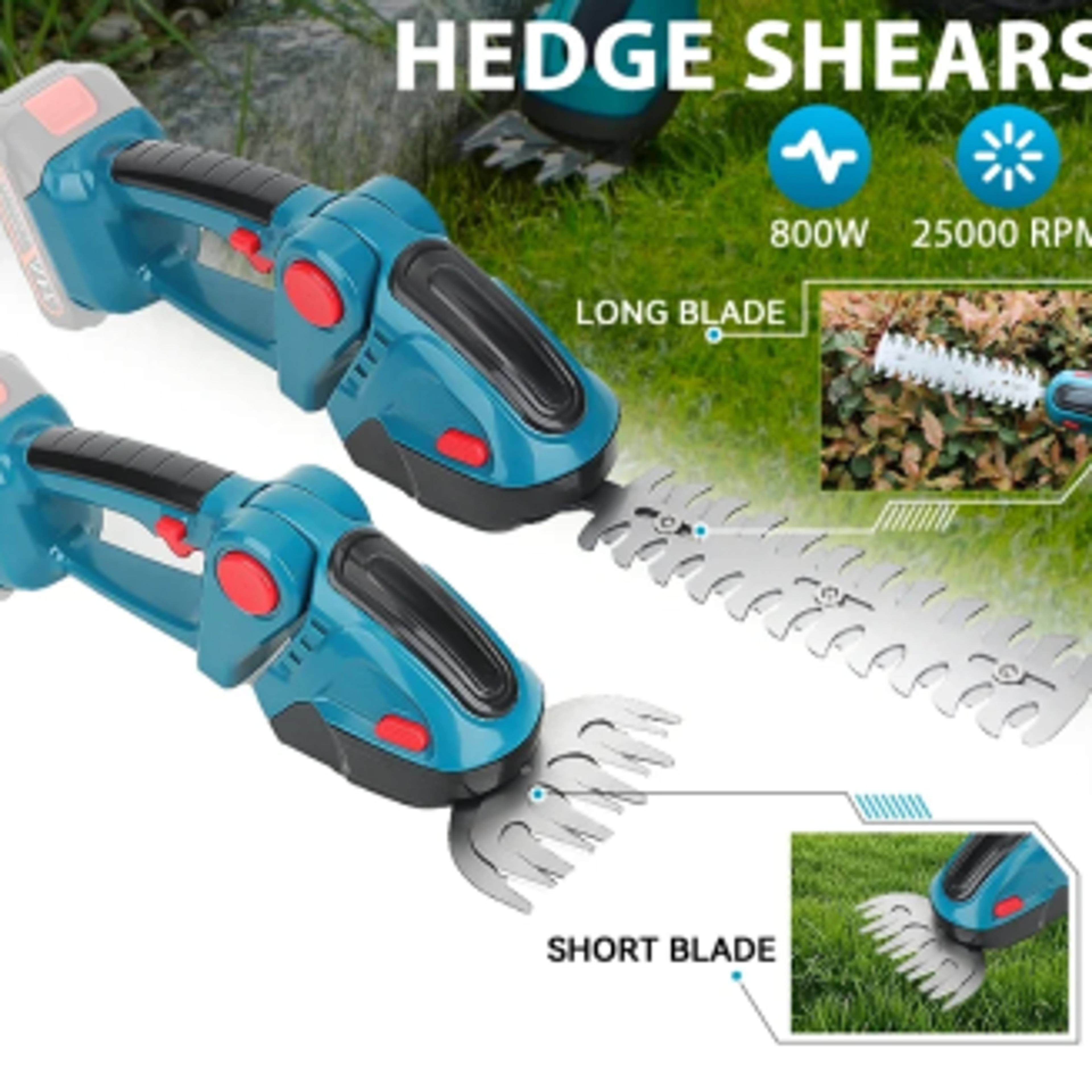 Cordless Electric Hedge Trimmer Handheld Weeding Pruning Shear For Battery Garden Tool Shrub Mower