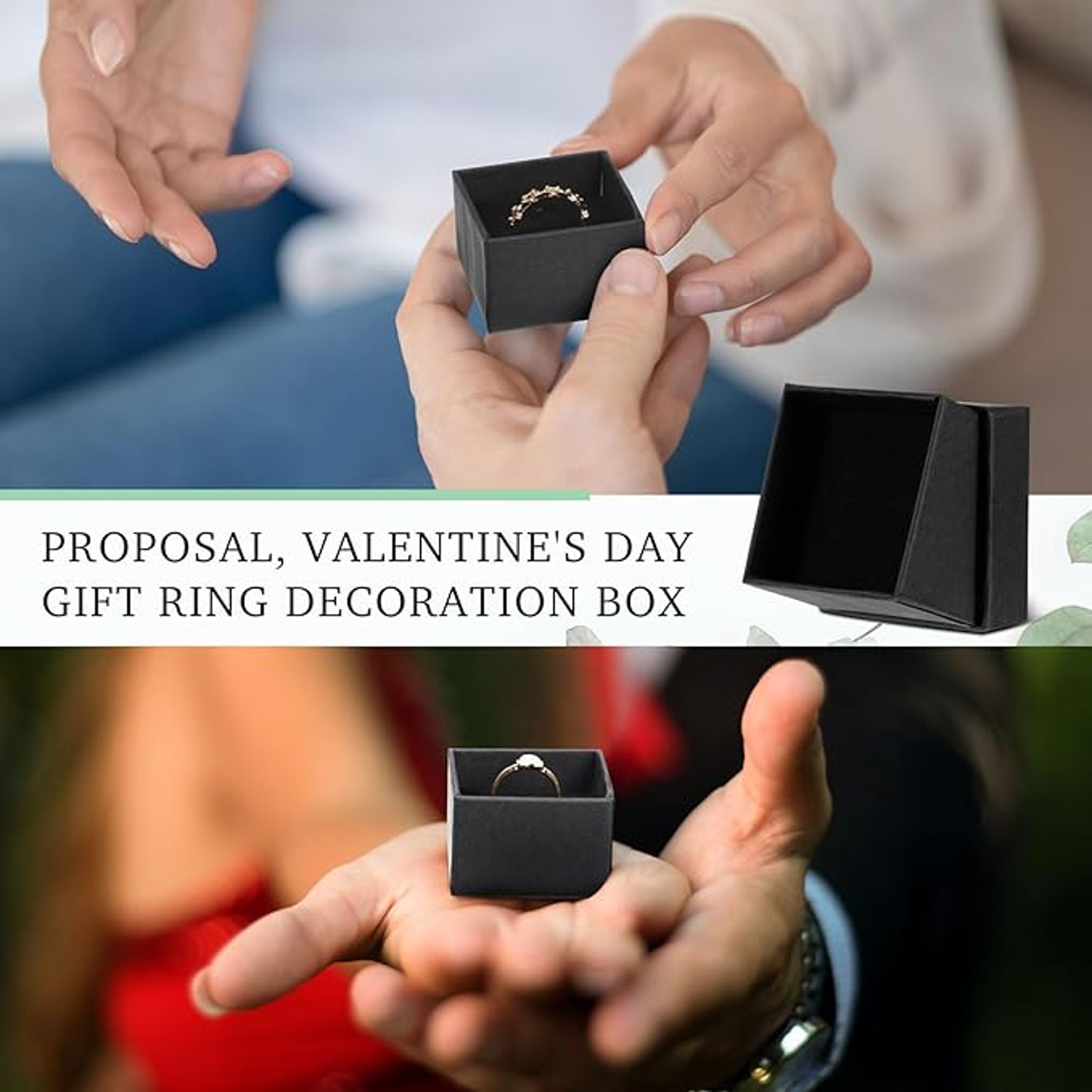 Black Square Jewelry Organizer Display Box For Engagement Ring Earring Necklace Brooch Bracelet Gif 2