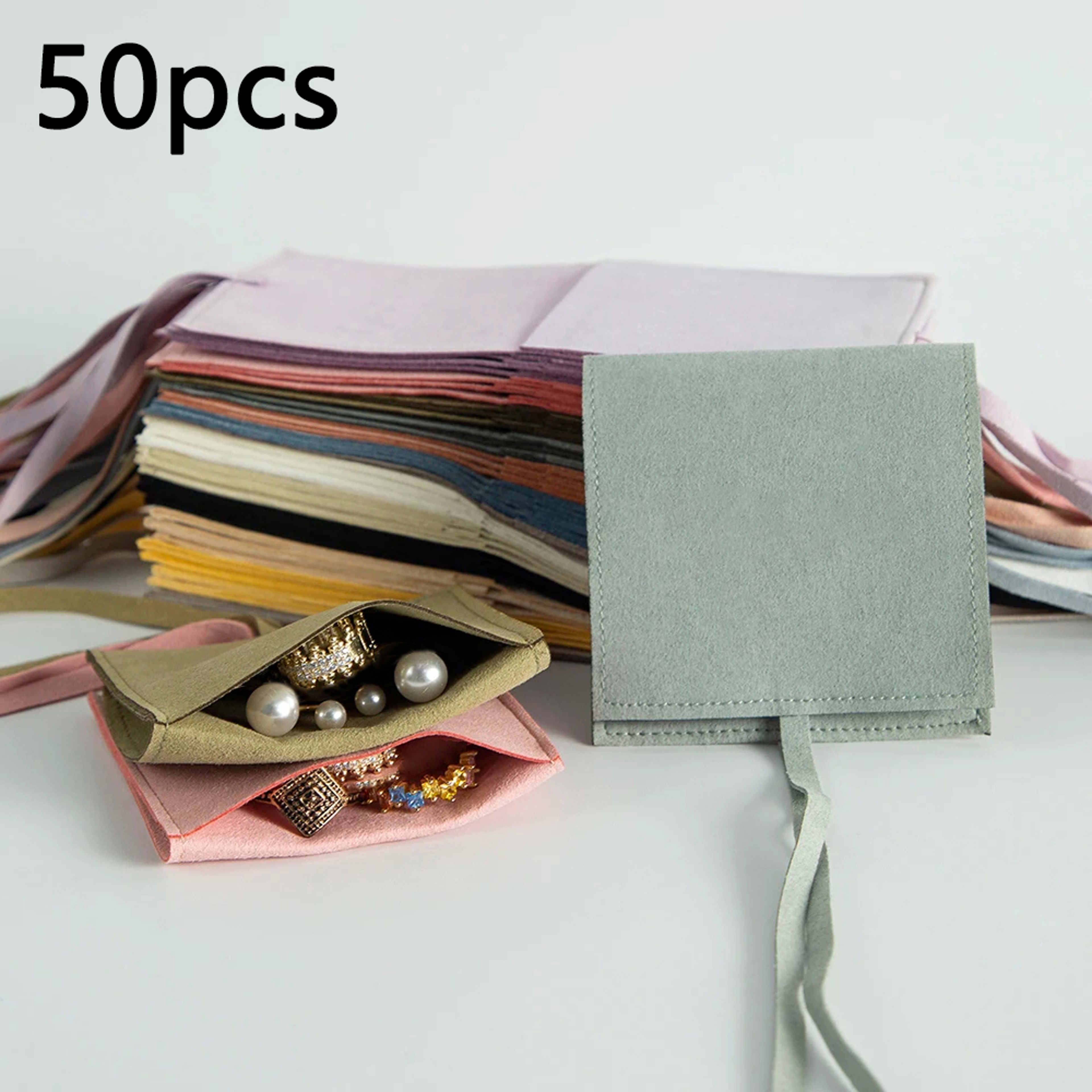 Jewelry Pouch Small Envelope Bag For Rings Microfiber Jewelry Packaging Pouch Wedding Gift Bags 0