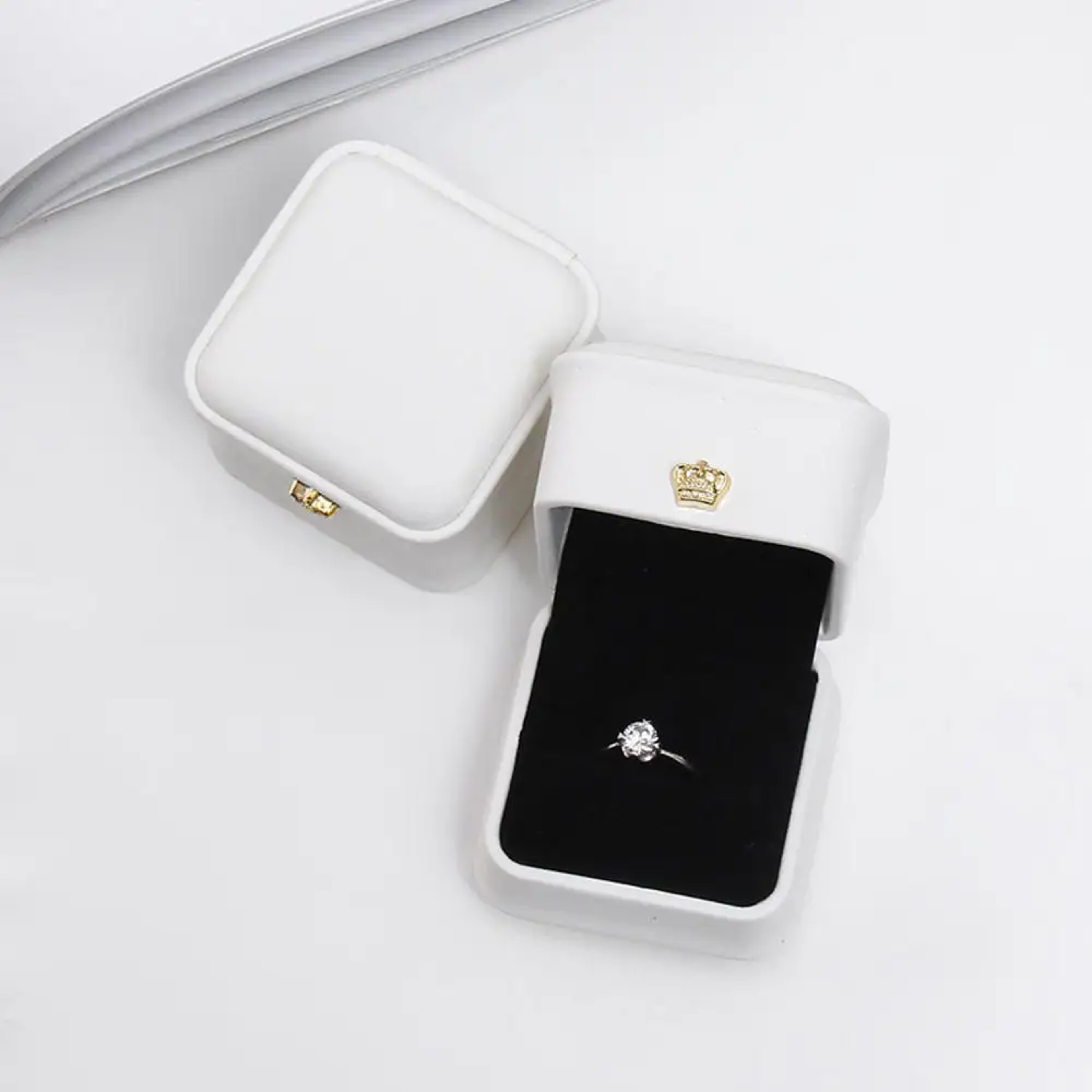 Vintage PU Leather Double Slots Ring Jewelry Box For Wedding Proposal Engagement Gift Organizer 5