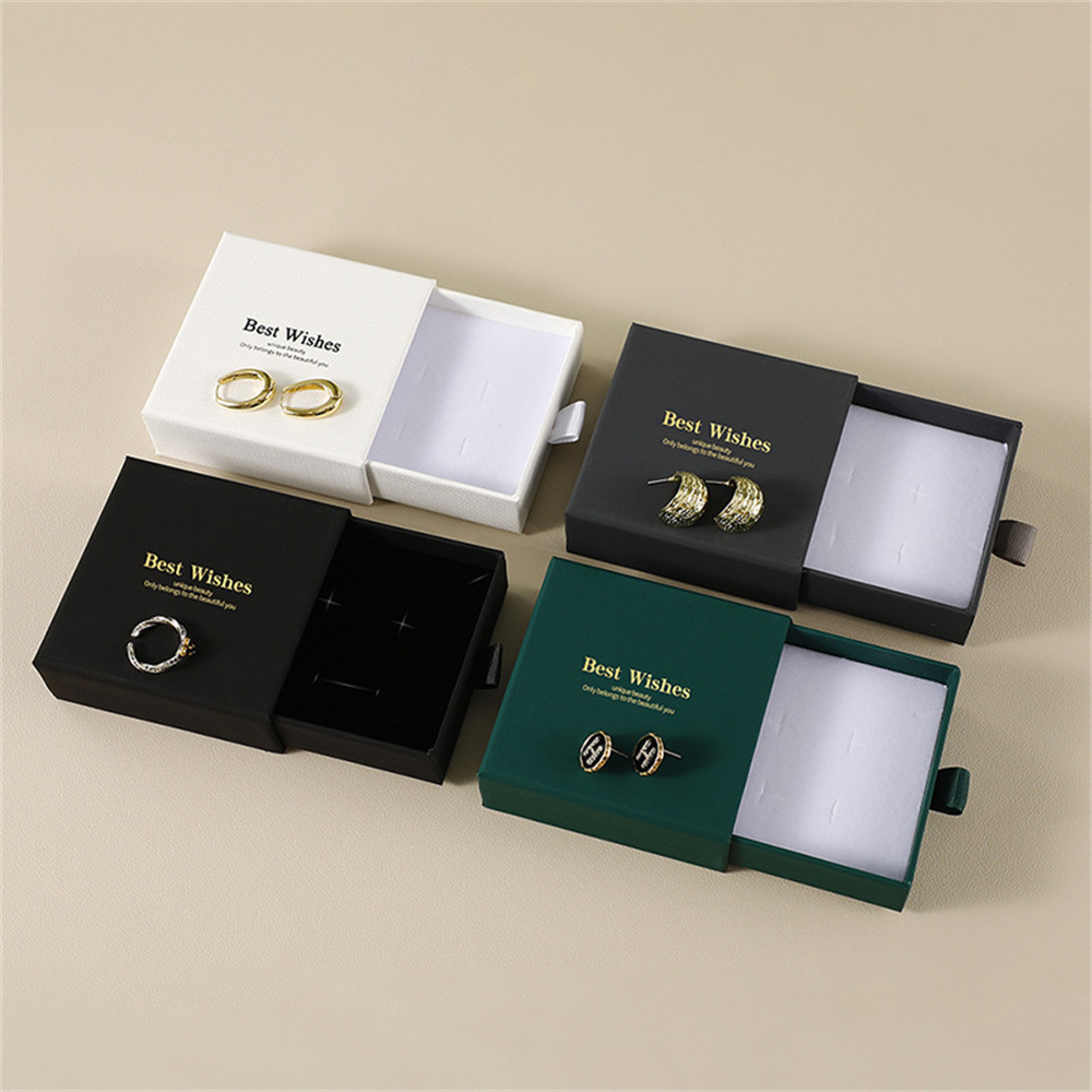 Dustproof Jewelry Box Storage Case With Paper Drawer Ring Earrings Necklace Display Box And Storage 0