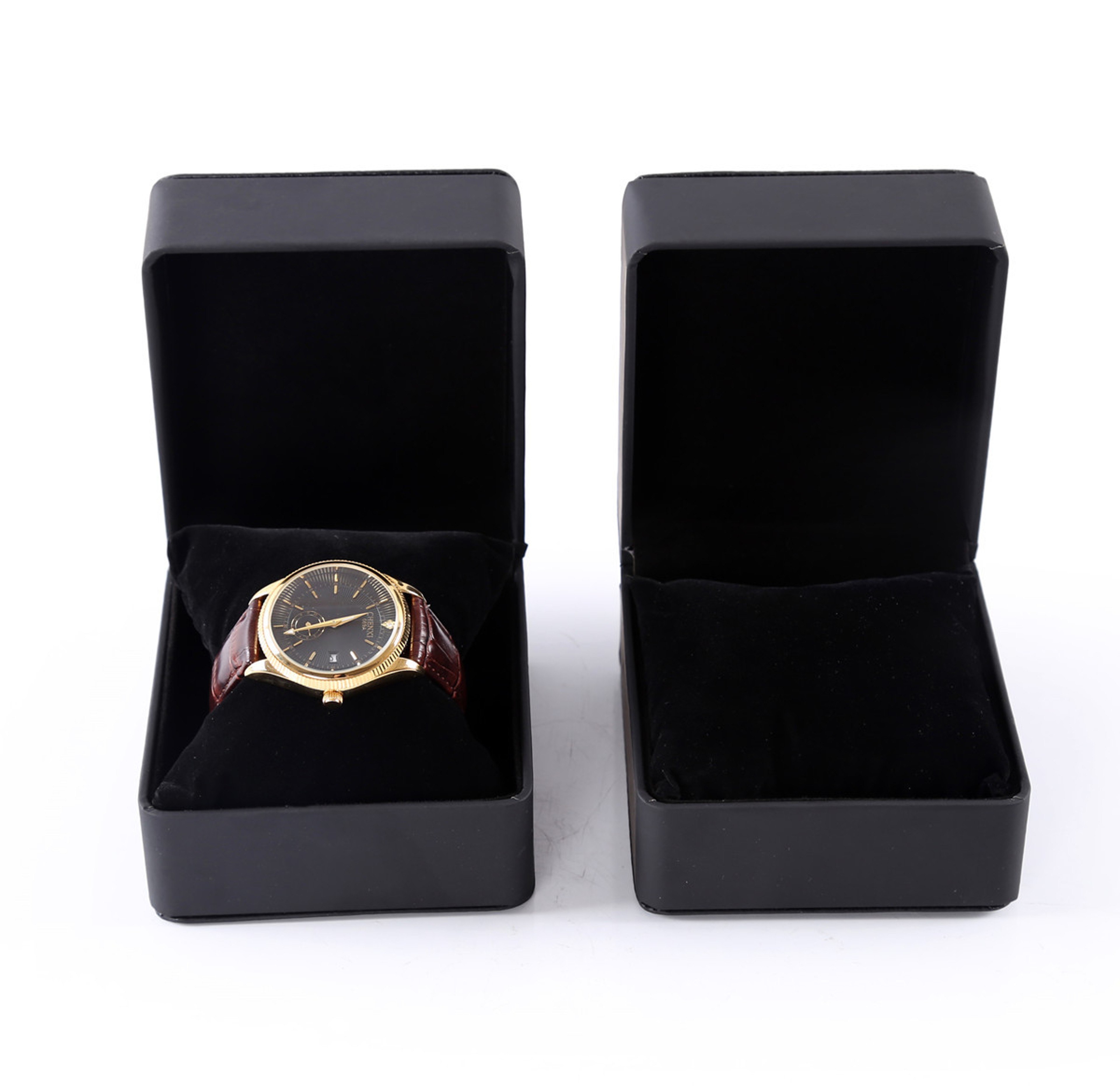 Frosted PU Leather Watch Box with Rounded Corners Jewelry Organizer, Men's Watch Display and Storage Gift Case – view 3