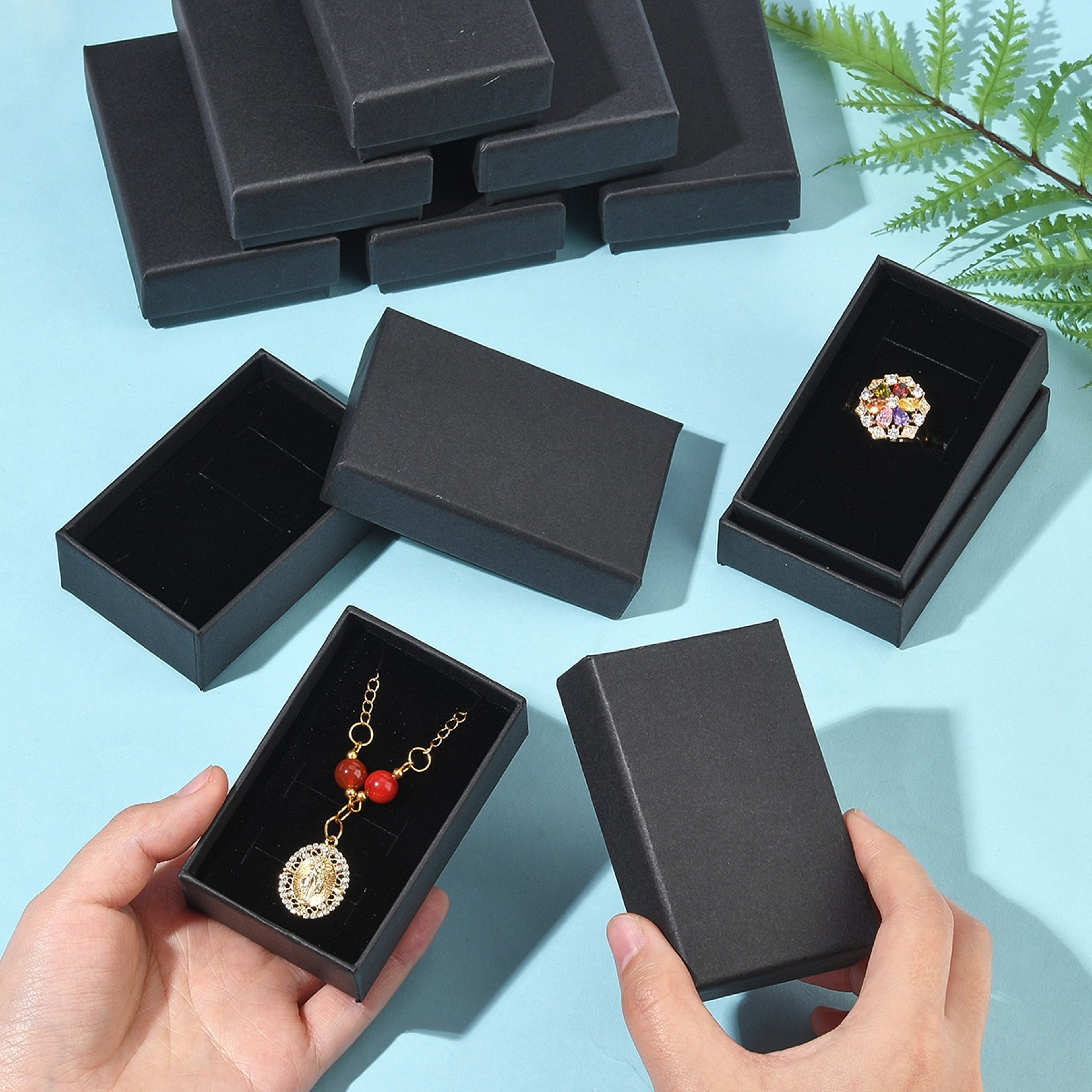 Kraft Paper Jewelry Boxes Ring Box Rectangle For Mothers Day Gift Packaging 4