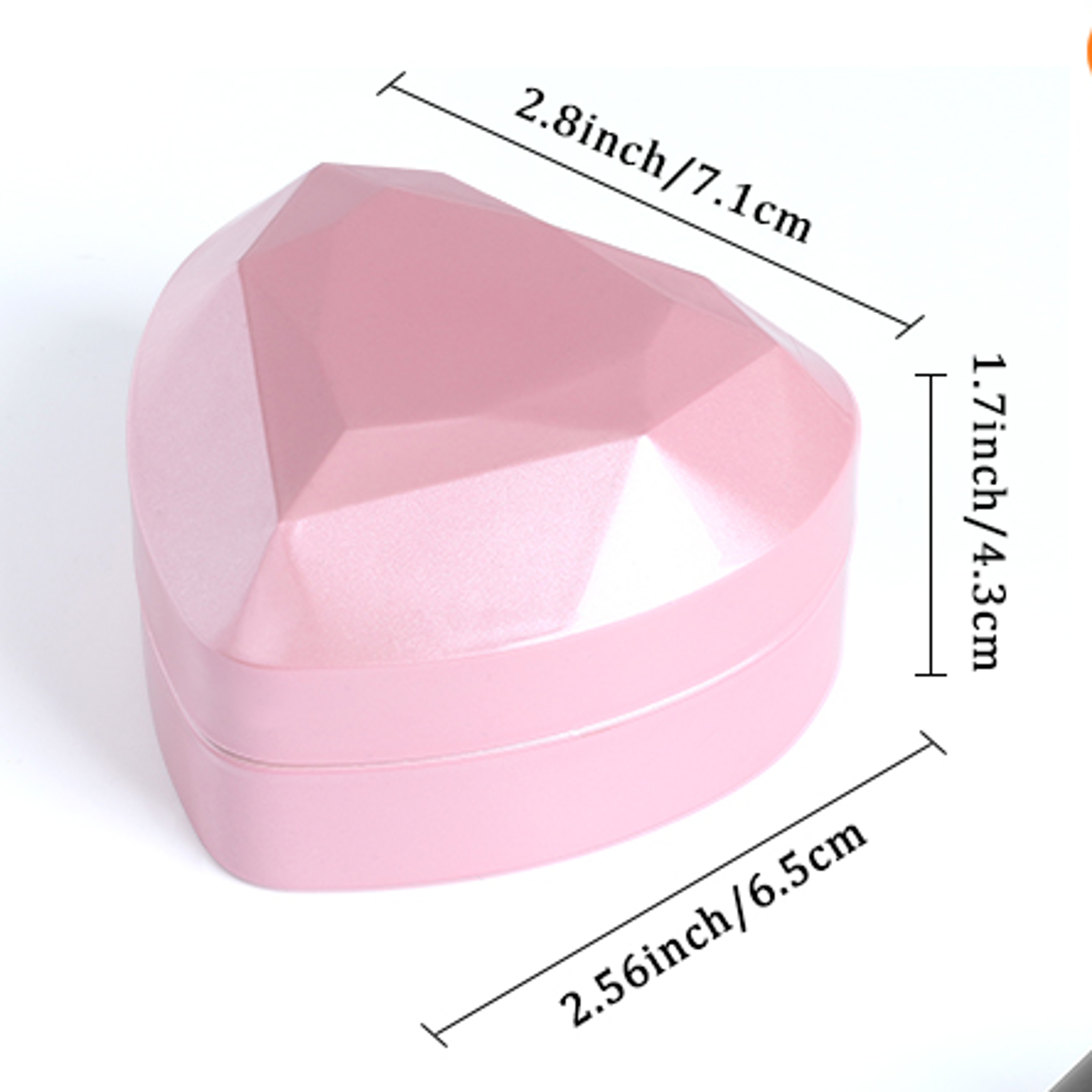 Square Velvet LED Light Ring Box Heart Shaped Jewelry Display Storage Case for Engagement Wedding Pr