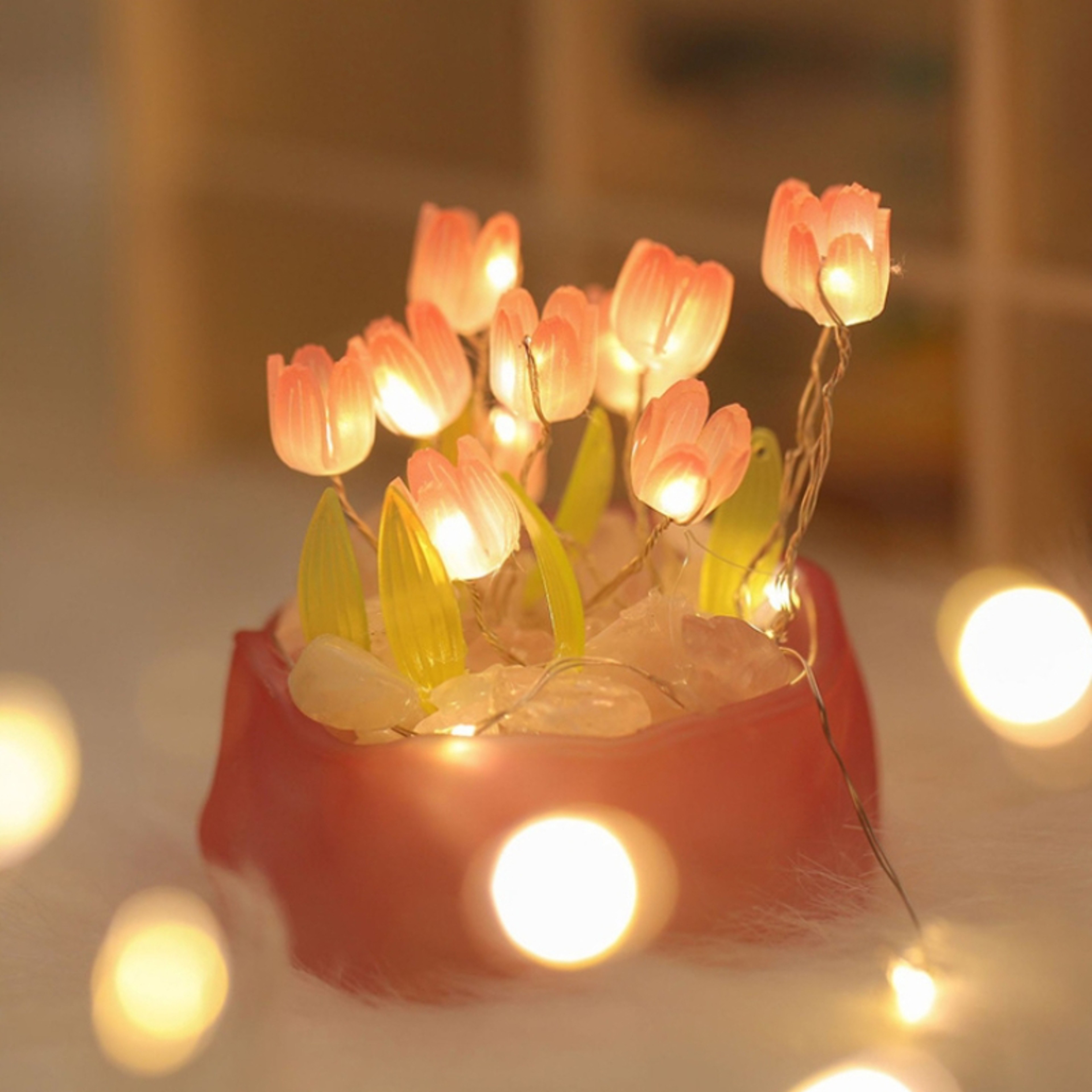 Romantic Pumpkin Cup Tulip Lamp, DIY Night Light for Kids, Creative Ambient Light Gift for Childrens Day – view 4