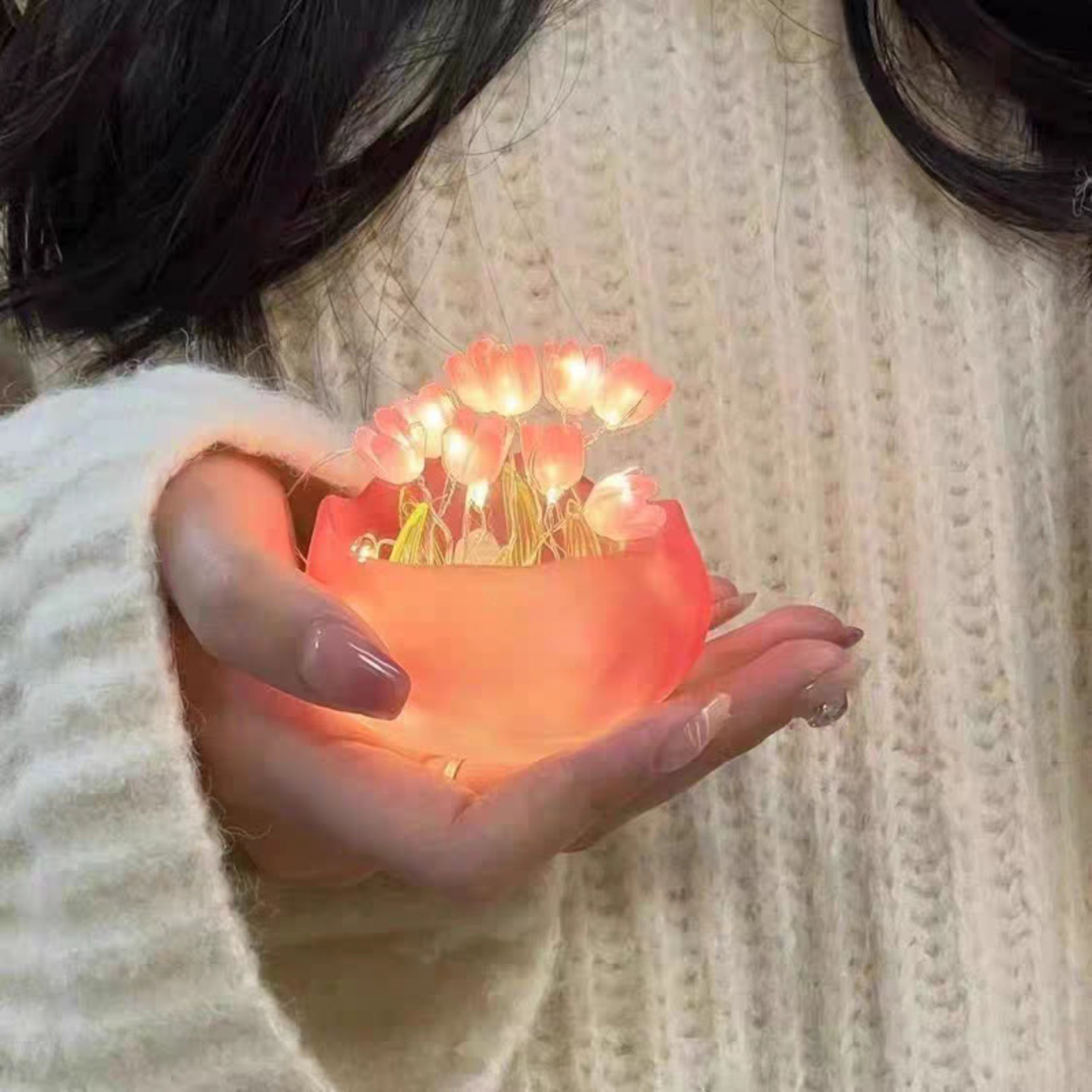 Handmade Tulip Night Light Bedside Decor Romantic Gift DIY Book Lamp – view 3