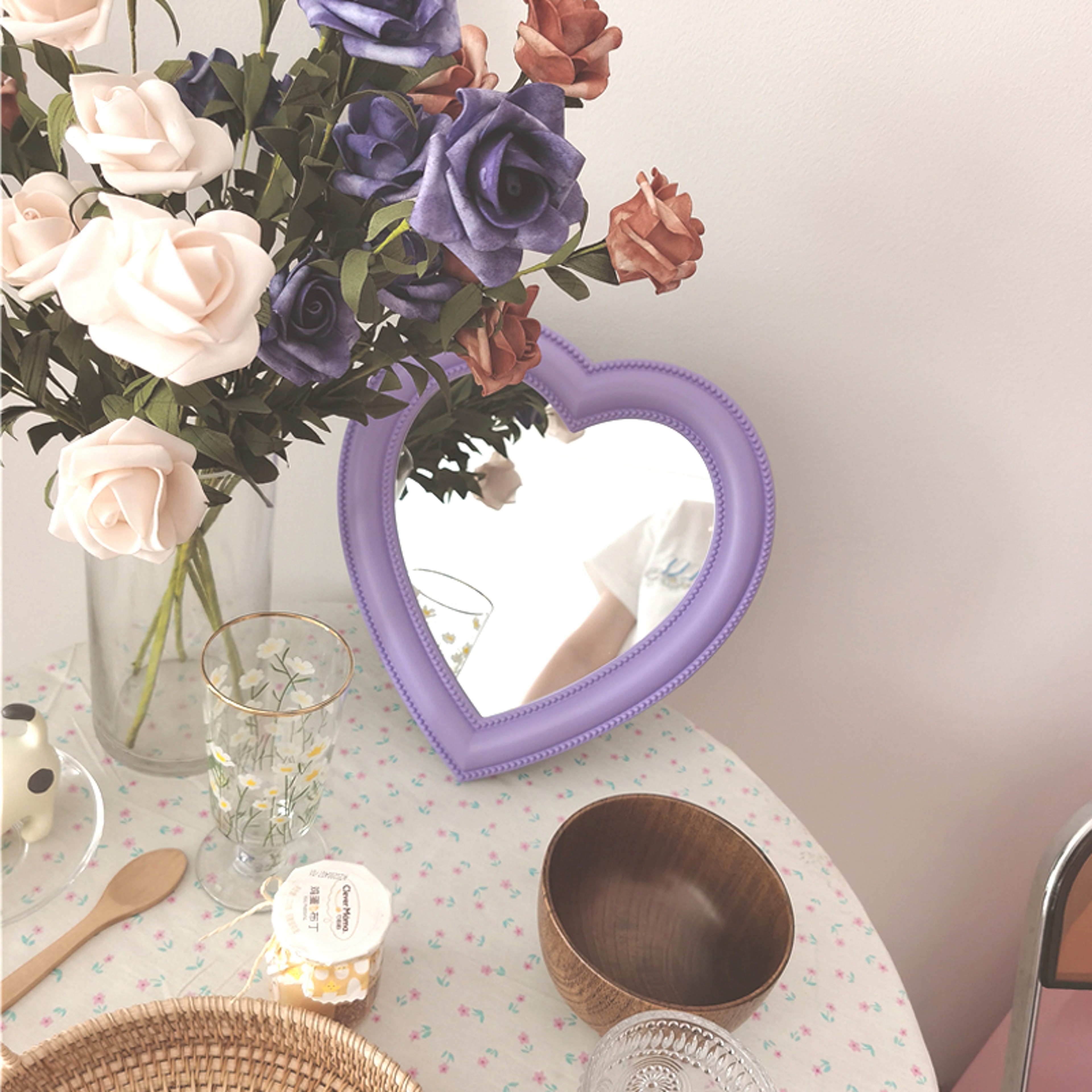 Girl Heart Mirror Decorative Cosmetic Mirror for Home and Dormitory Wall Decor – view 5