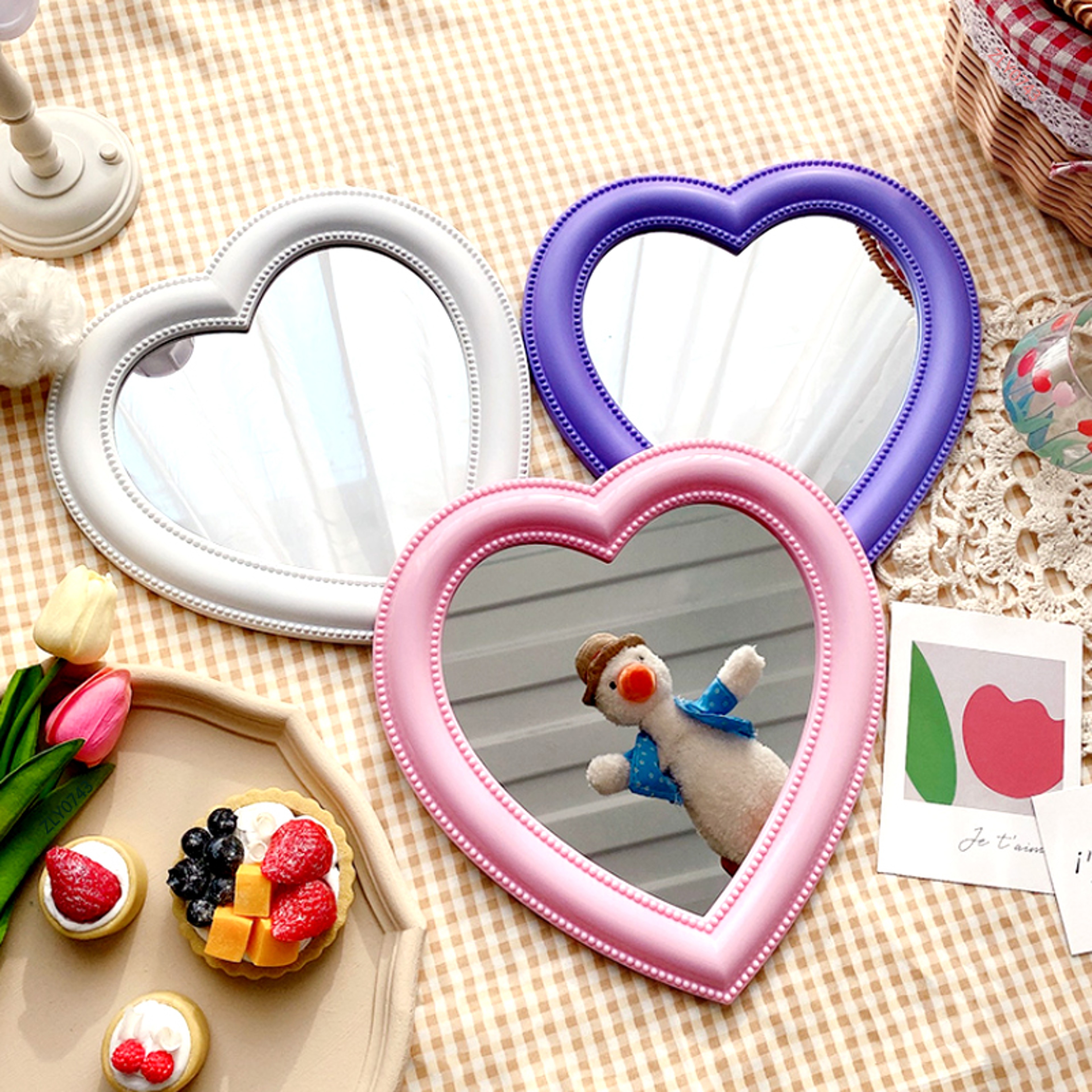 Girl Heart Mirror Decorative Cosmetic Mirror for Home and Dormitory Wall Decor – view 6