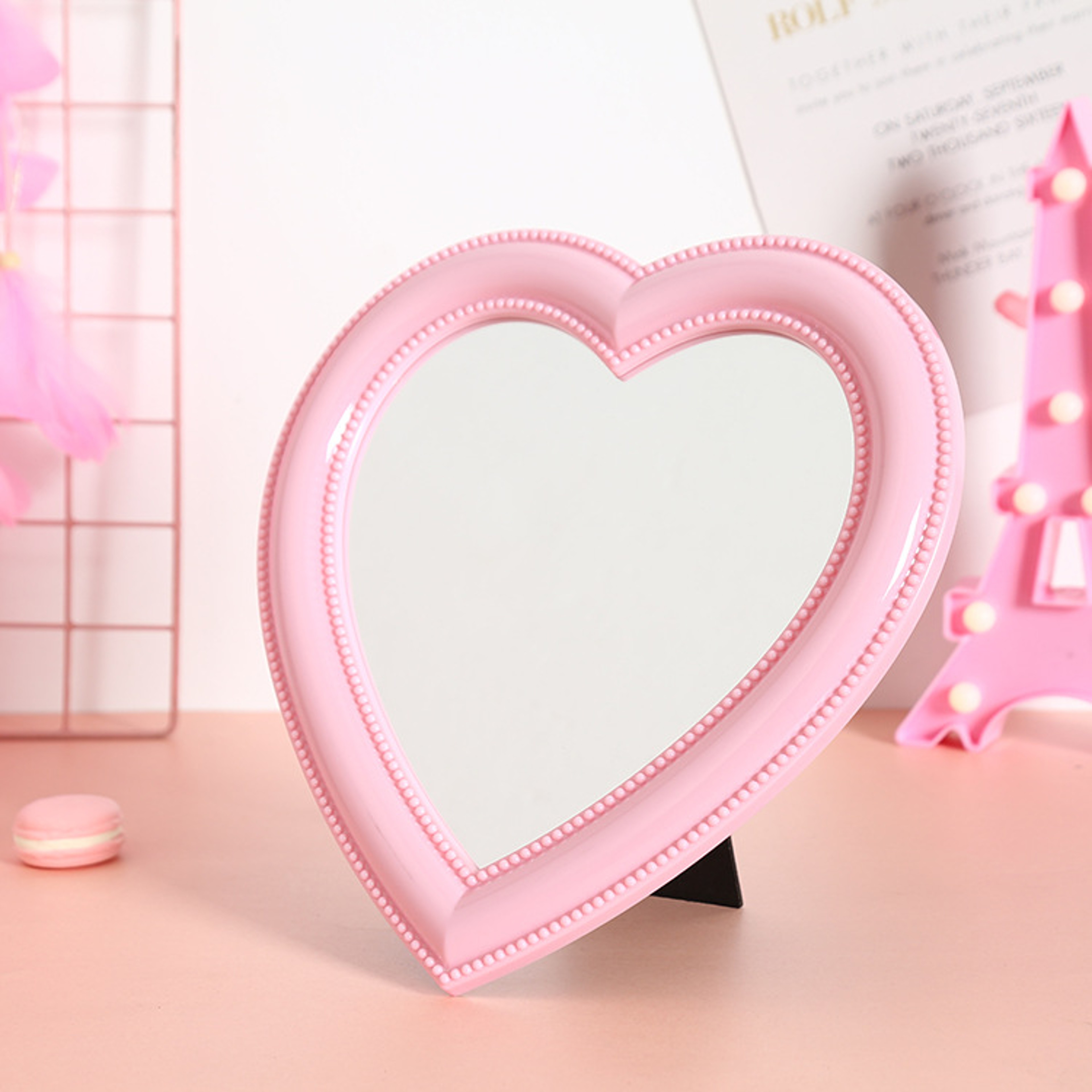 Girl Heart Mirror Decorative Cosmetic Mirror for Home and Dormitory Wall Decor – view 9