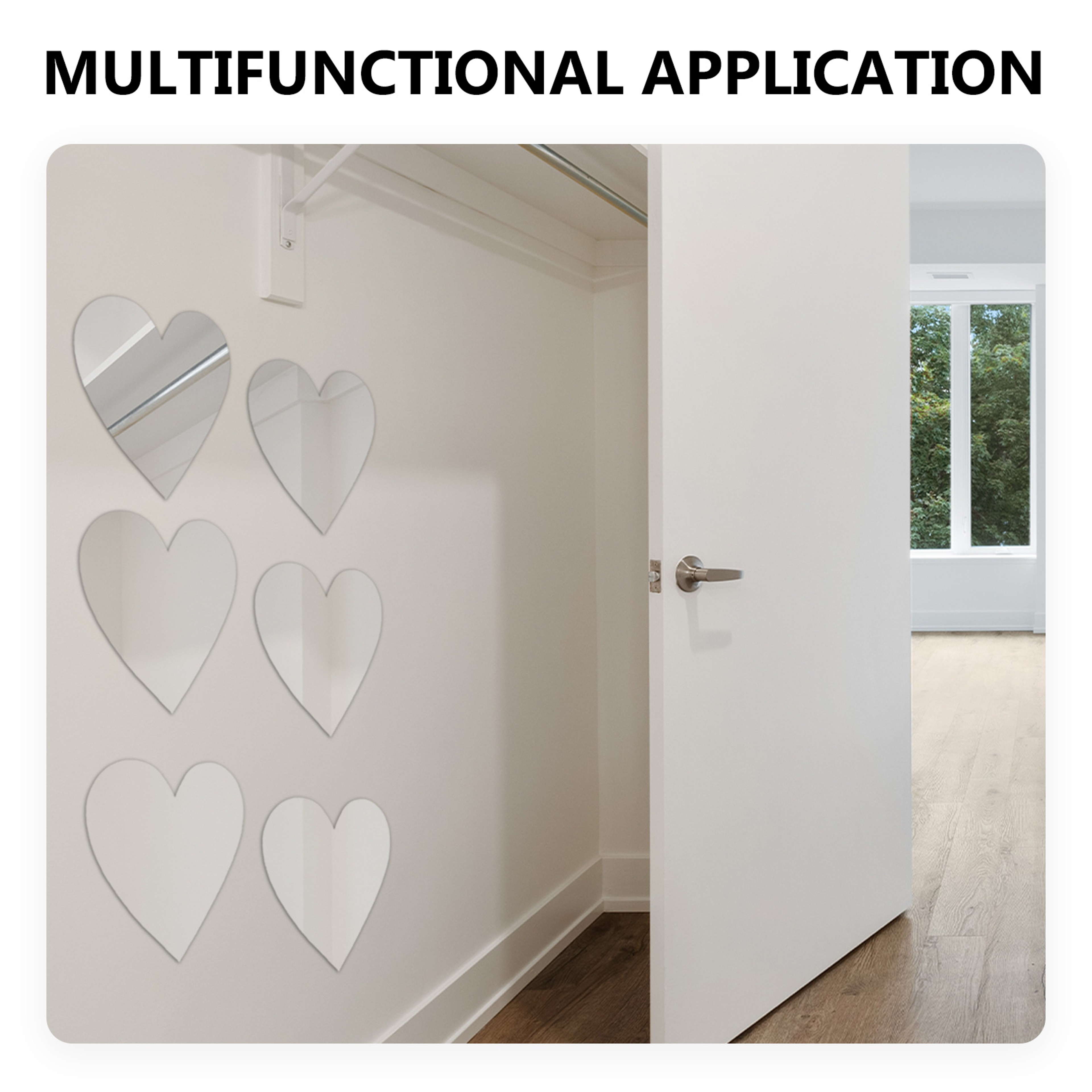 Self Adhesive Heart Shaped Mirror Wall Sticker Removable Decals for Home Decoration – view 4