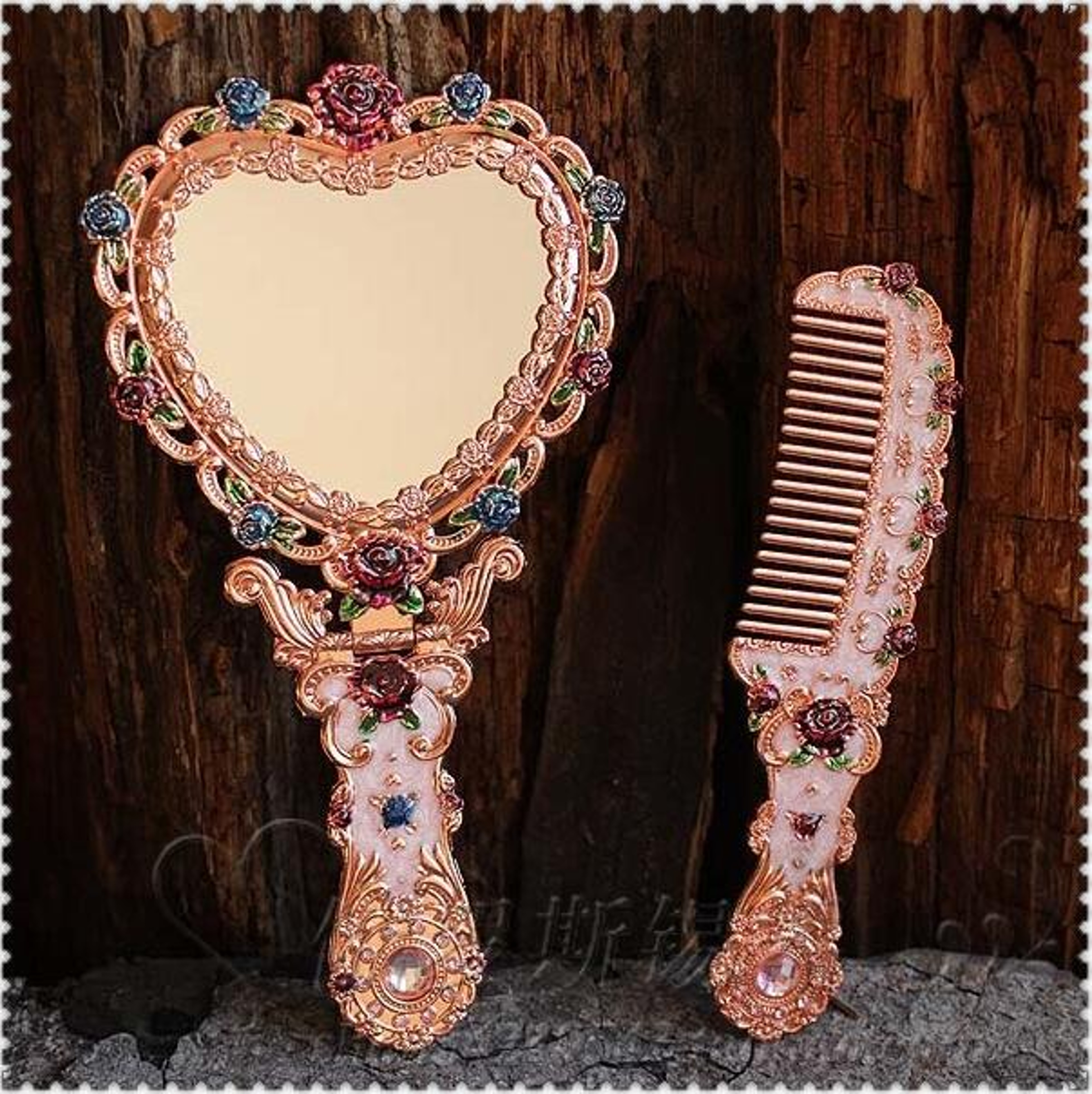 Large Foldable Heart Shape Mirror Set Makeup Mirror For Girl Gift Travel Vanity Mirror 3