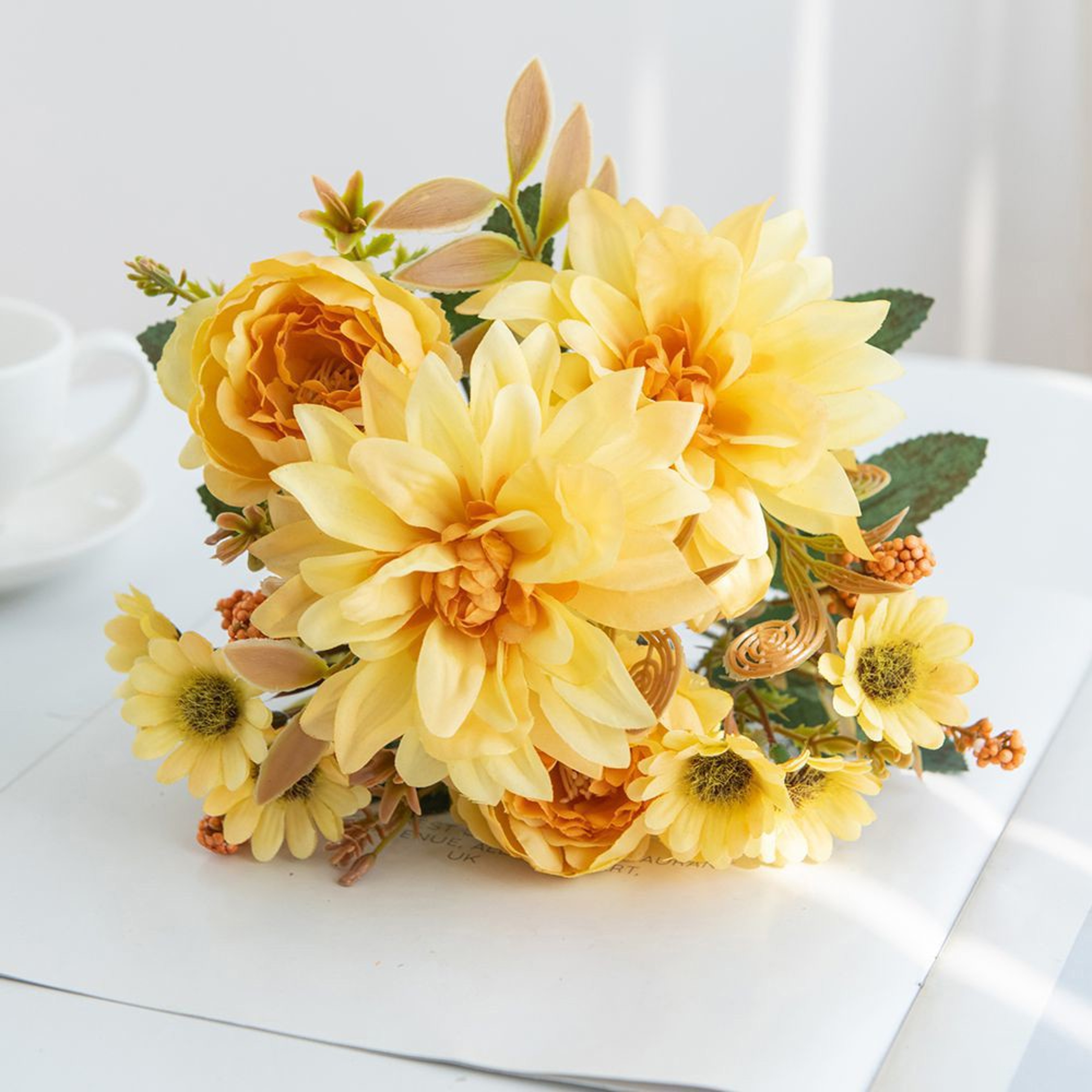 Artificial Flowers Silk Dahlia Rose Daisy Home Wreath Bonsai Wedding Bridal Bouquet For Festival Di 8