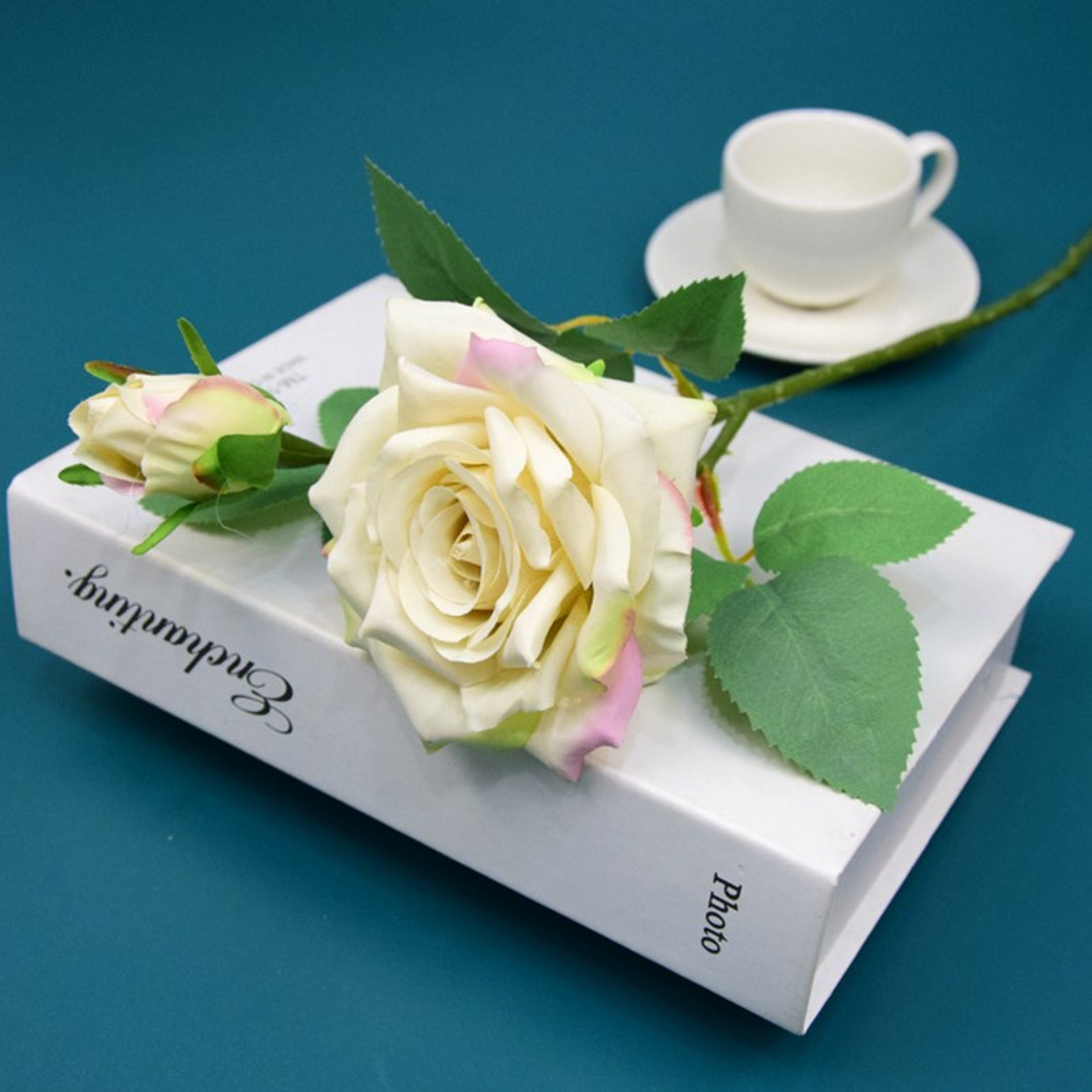 Artificial Silk Roses Big Beautiful Branch Vase Retro Wedding Decor Autumn Fake Flowers Home Room G 6
