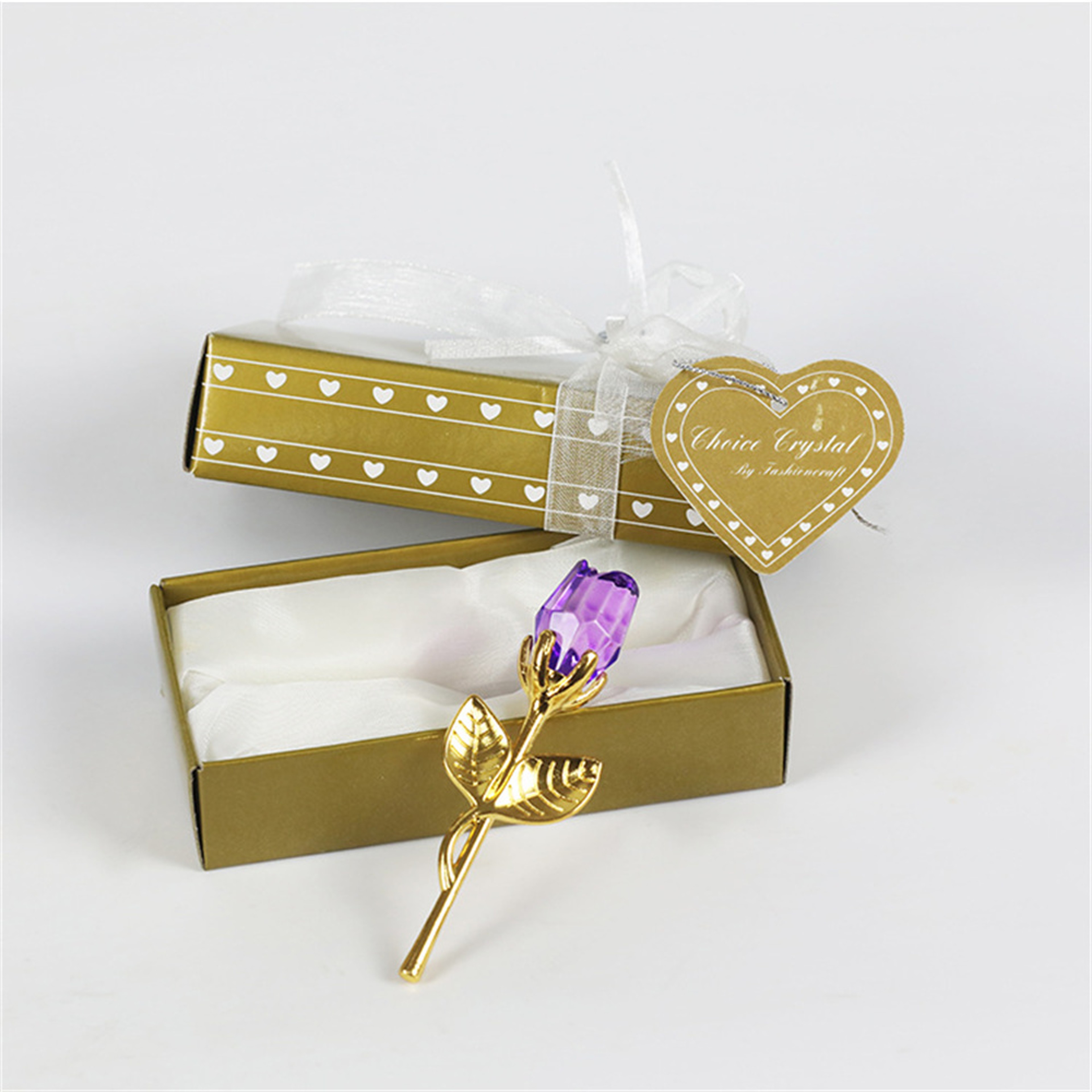 Crystal Glass Rose Valentines Day Gift Artificial Flower Silver Gold Rod Wedding Gifts For Guest Gi 8