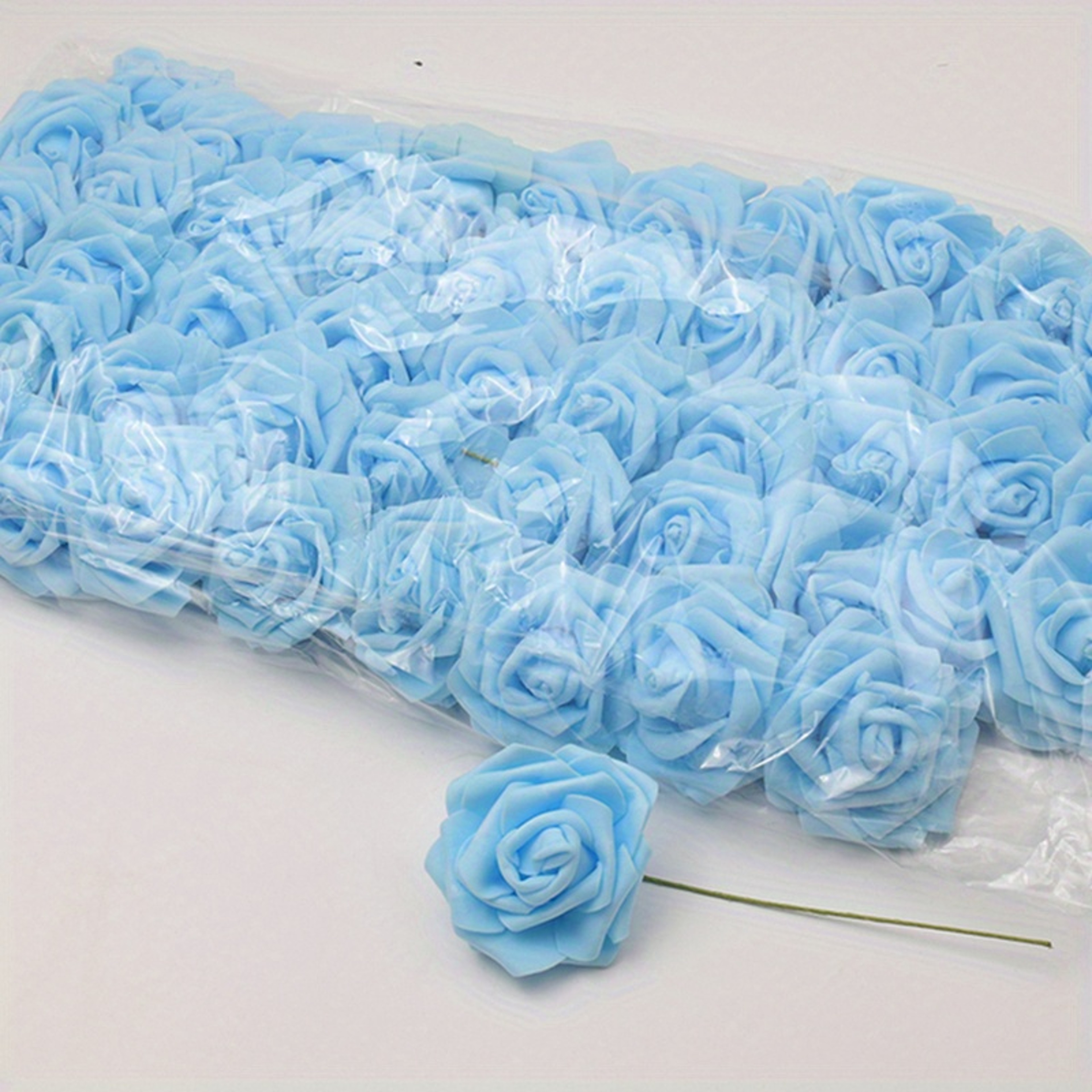 White PE Rose Artificial Flower Head DIY Bouquet Wedding Decoration Scrapbook Supplies With StemWhi 9
