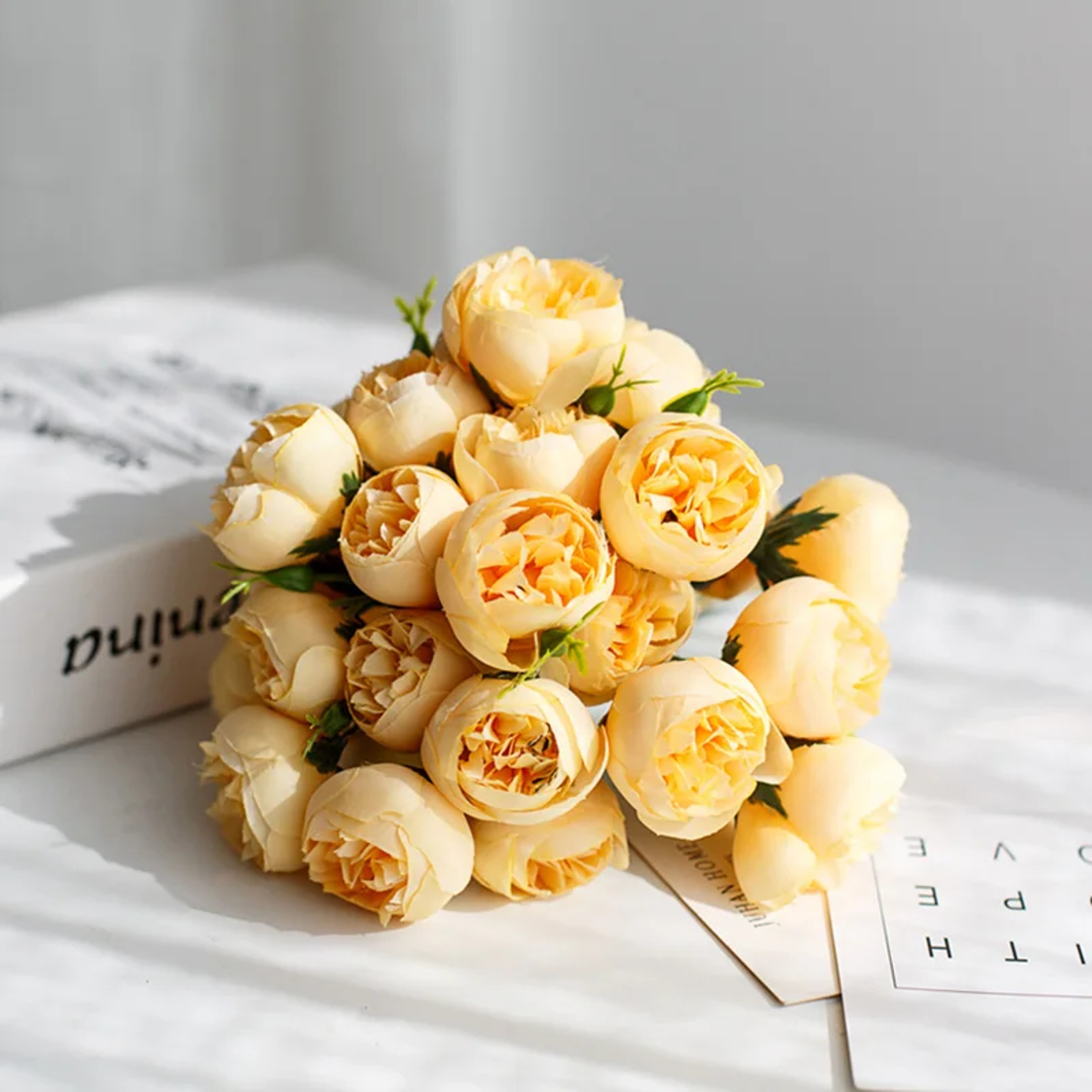 Artificial Silk Rose Pink Peony Bouquet Heads Fake Flowers For Home Table Vase Wedding Decor 8