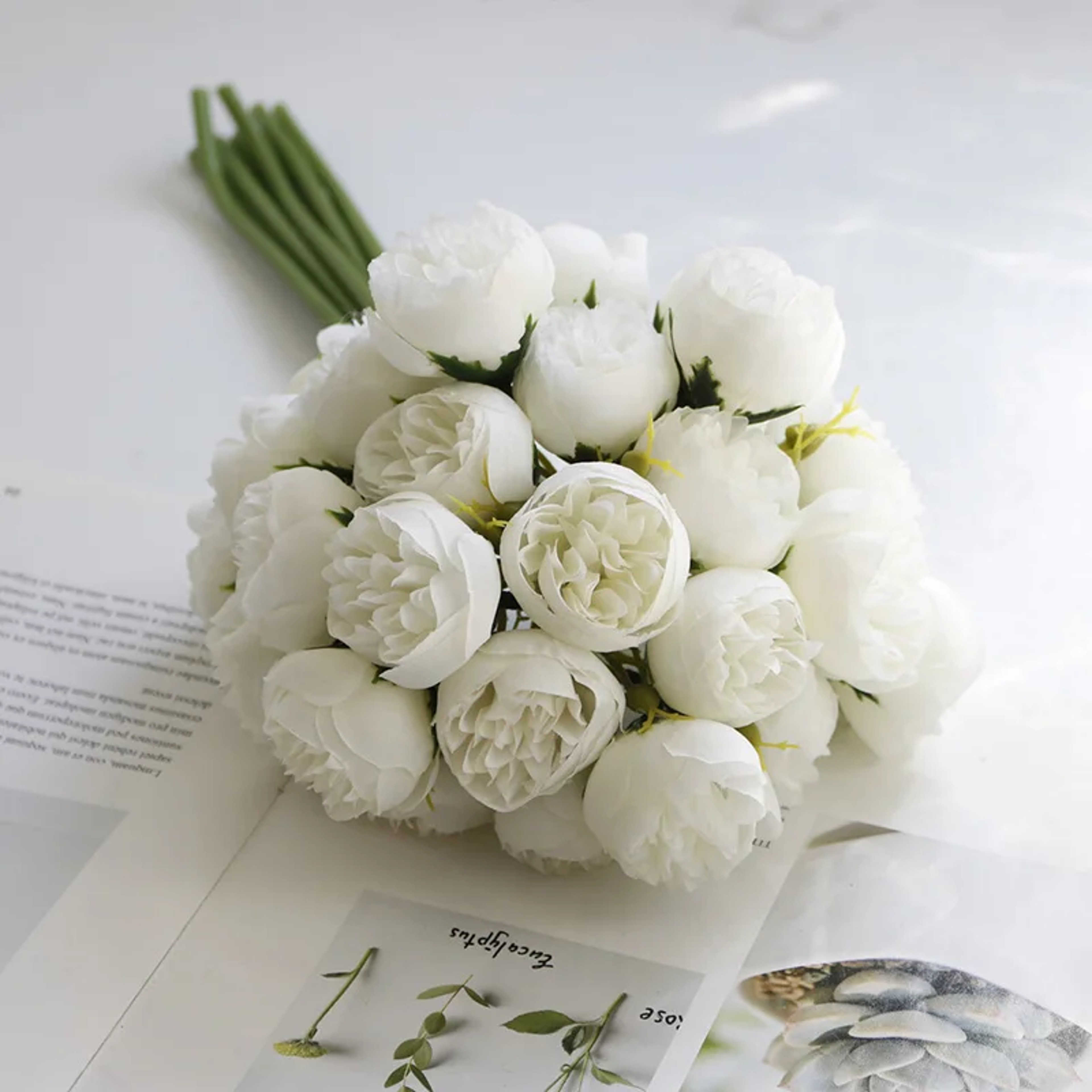 Artificial Silk Rose Pink Peony Bouquet Heads Fake Flowers For Home Table Vase Wedding Decor 10