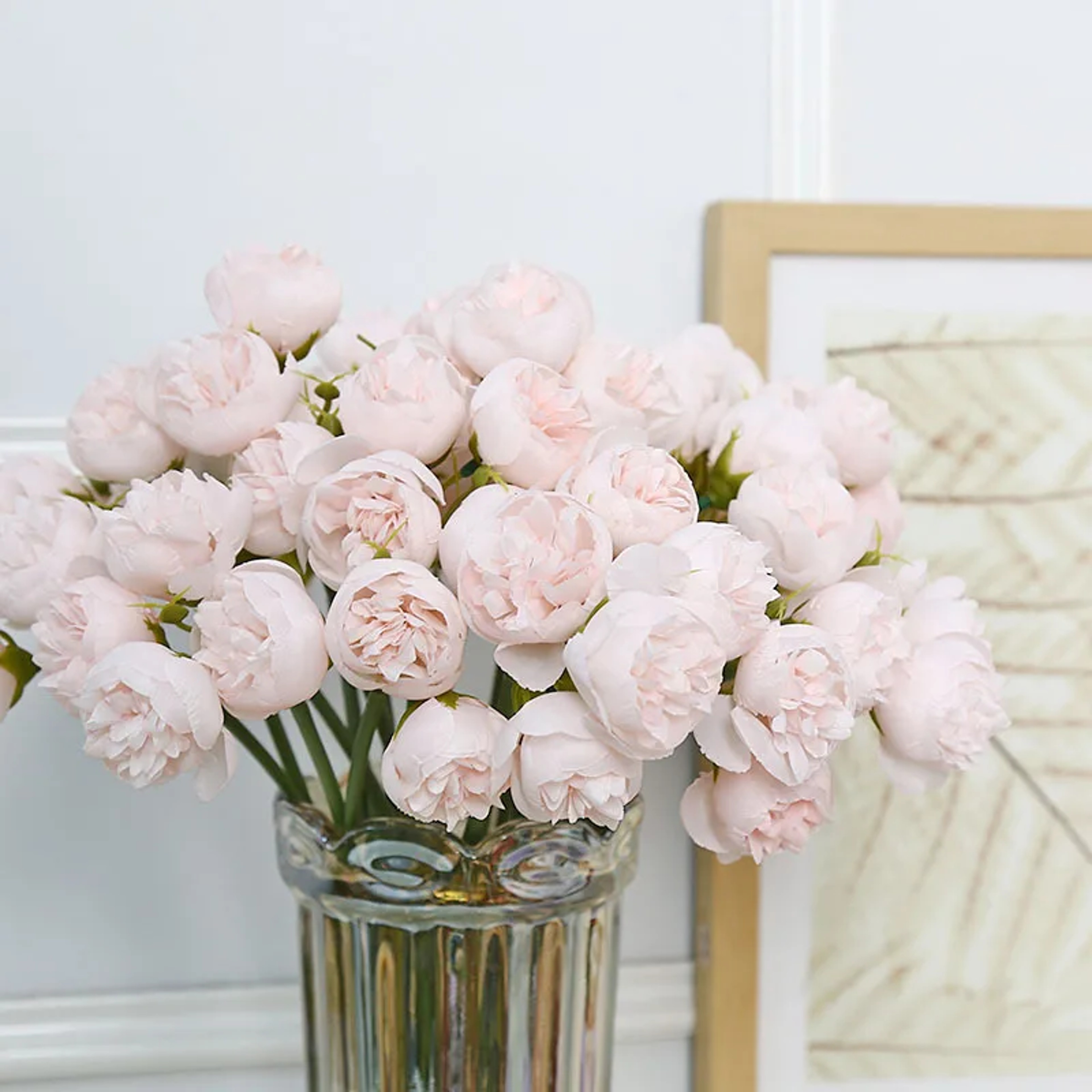 Artificial Silk Rose Pink Peony Bouquet Heads Fake Flowers For Home Table Vase Wedding Decor 5