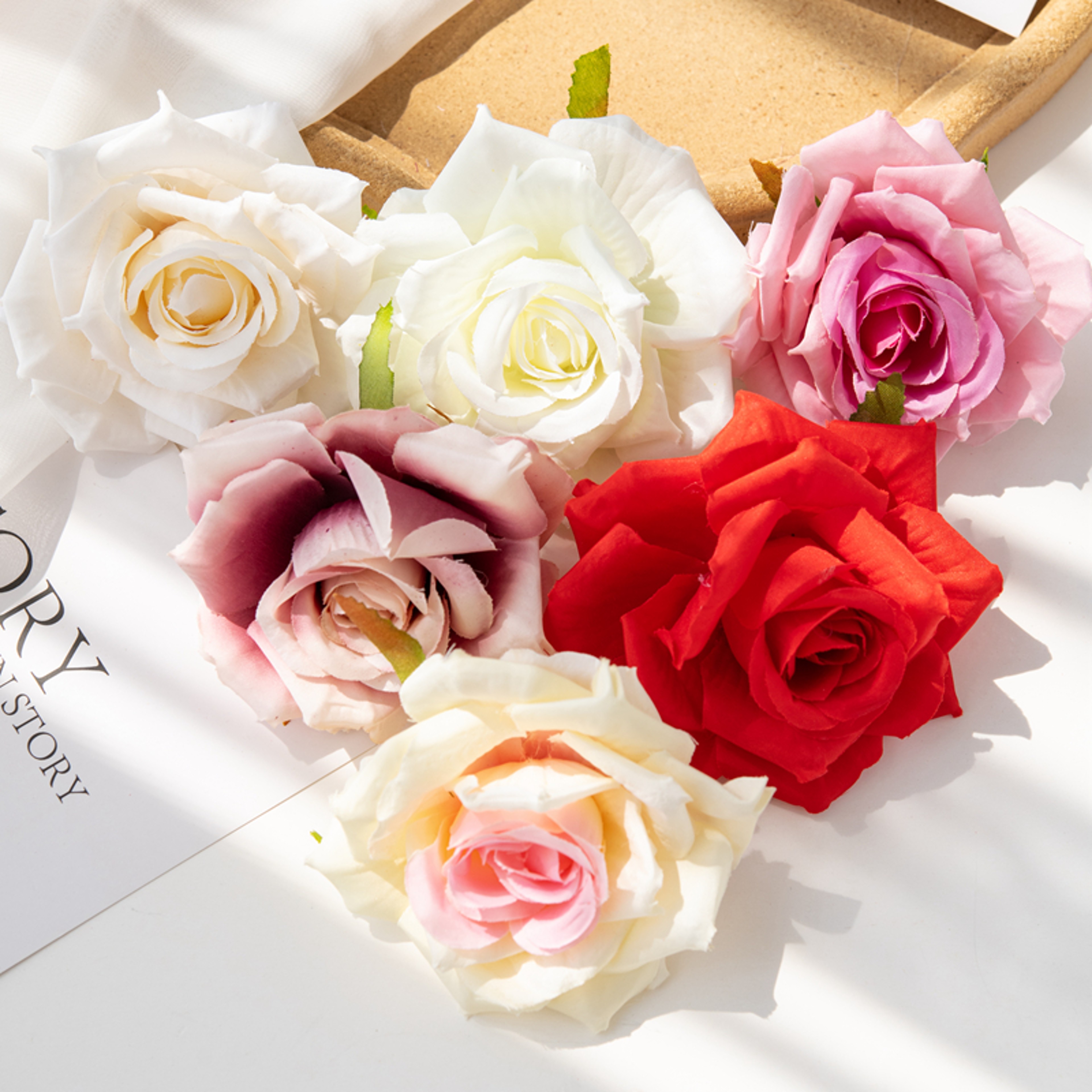 Fake Silk Artificial Flowers For Wedding Garden Scrapbook Rose Arch Home Decor Candy Box 4
