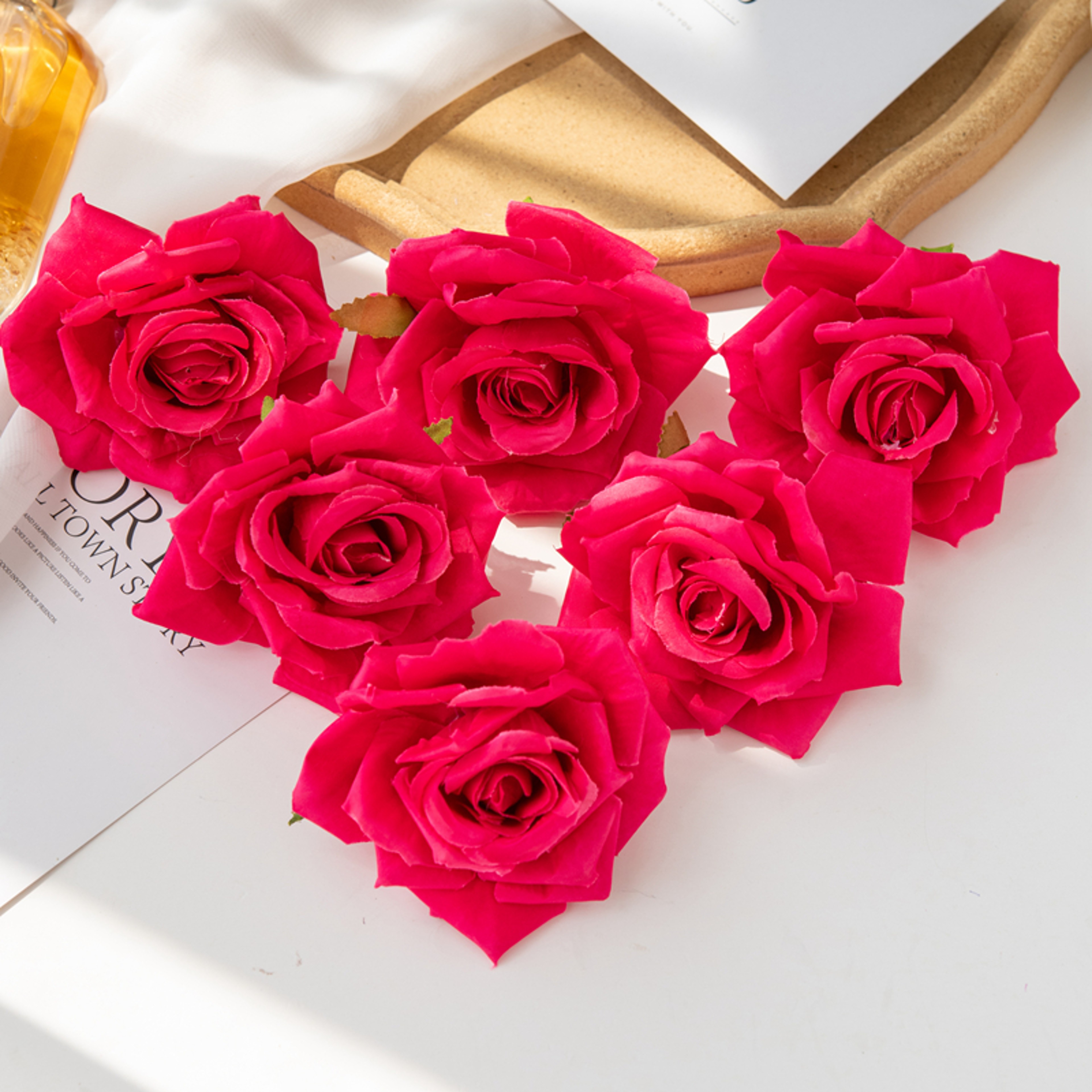 Fake Silk Artificial Flowers For Wedding Garden Scrapbook Rose Arch Home Decor Candy Box 6
