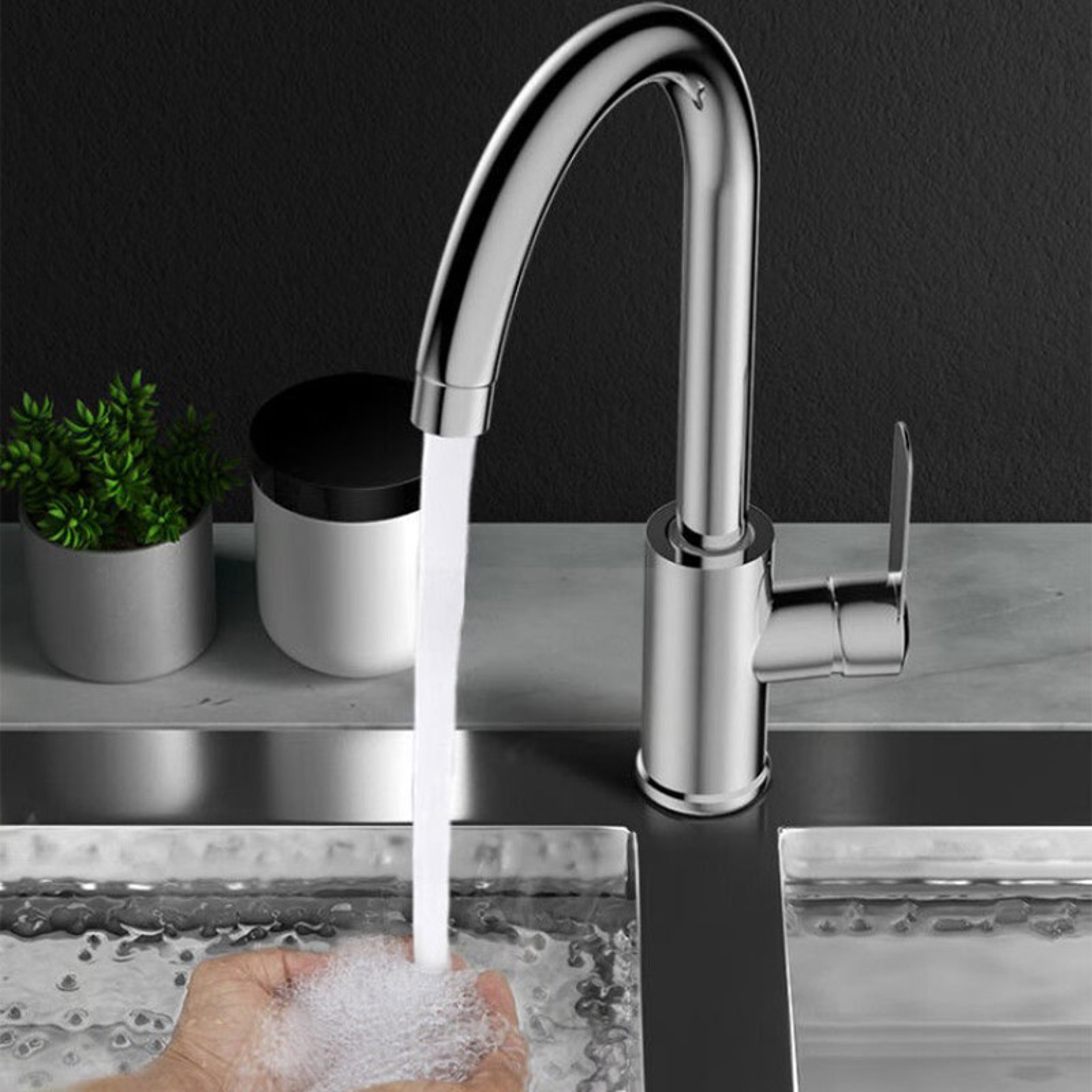 Stainless Steel Household Dishwashing Sink Kitchen Faucet Twoinone Hot And Cold Water Faucet 5