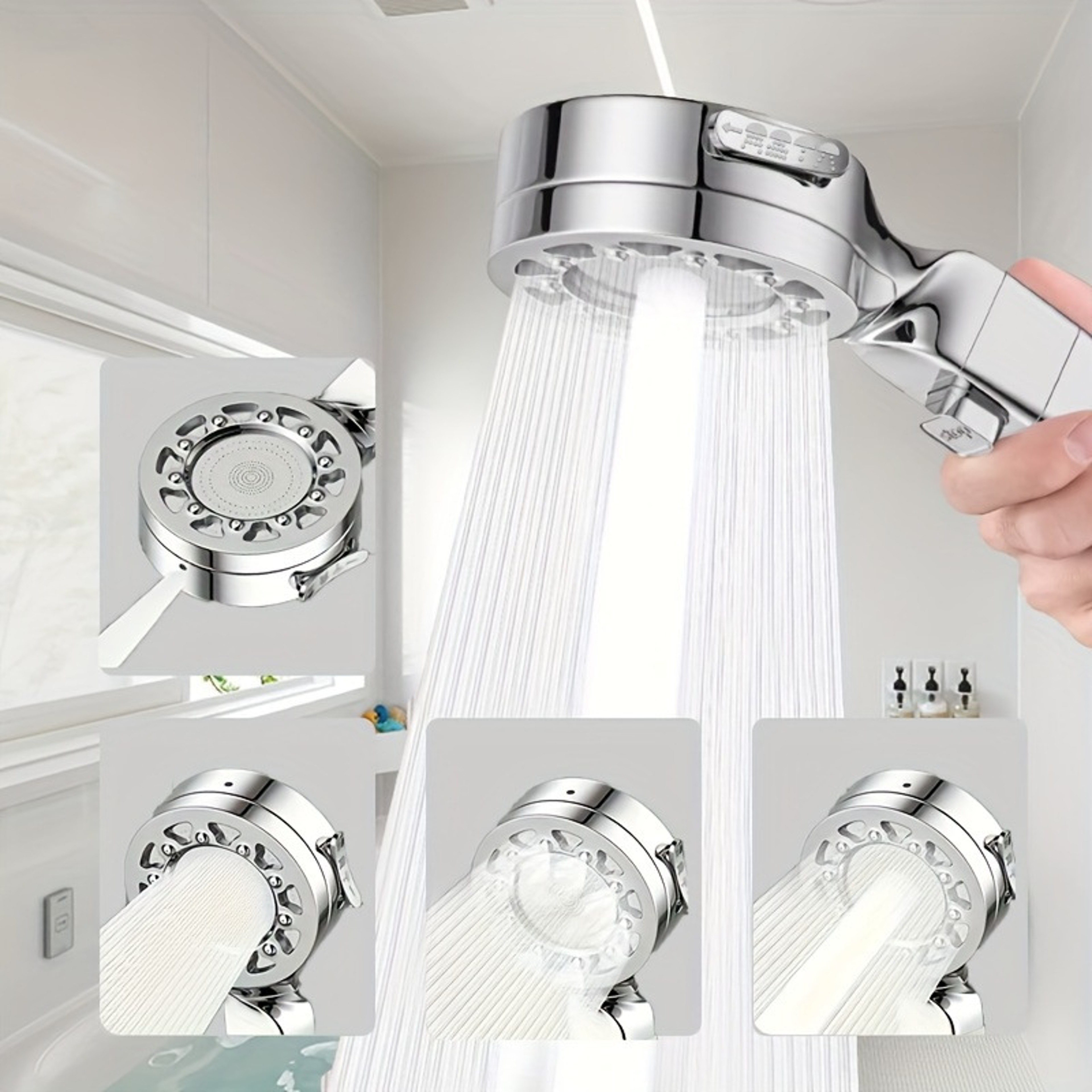 MultiFunction Boost Filter Shower Head With Speed Settings OneButton Switch 0