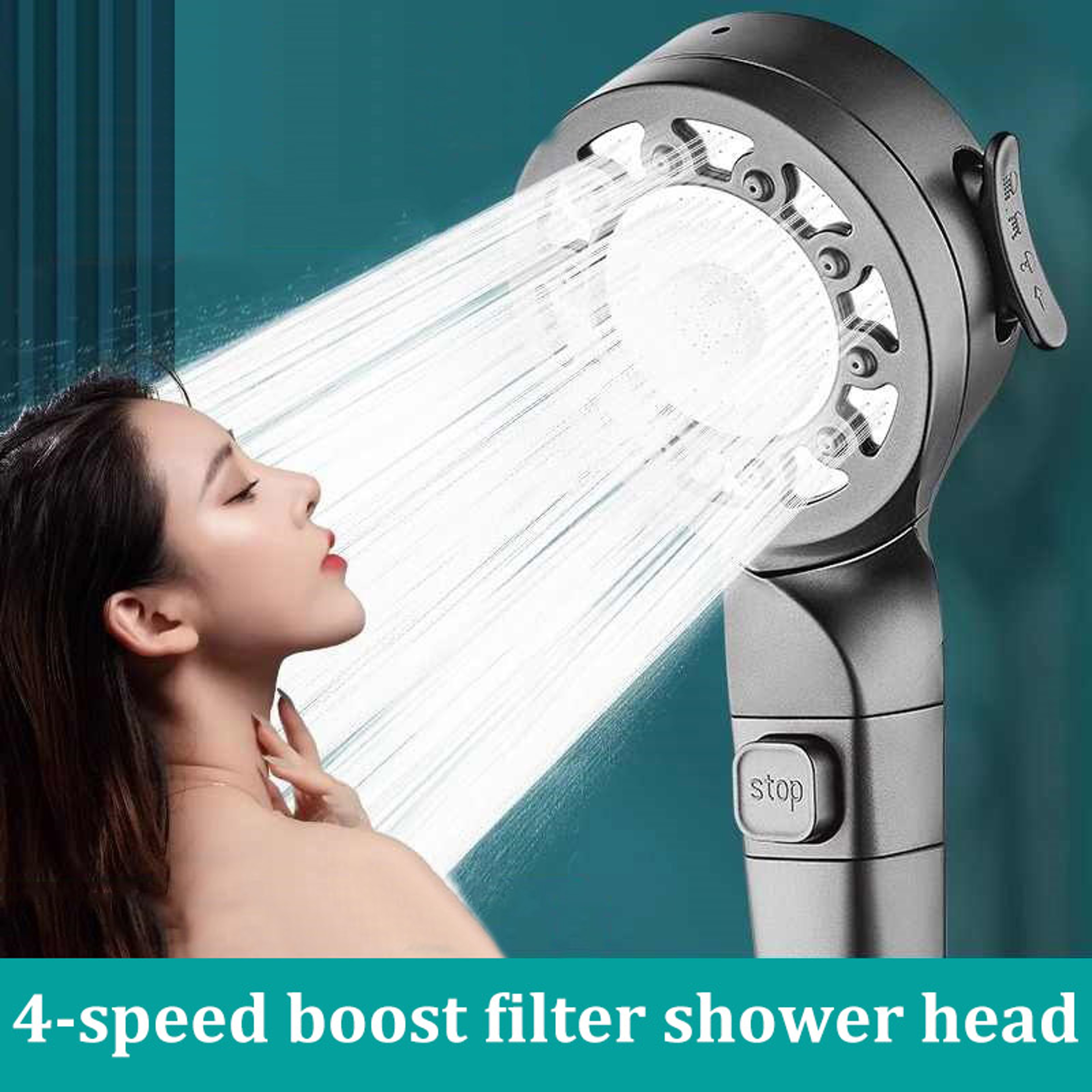 MultiFunction Boost Filter Shower Head With Speed Settings OneButton Switch 1