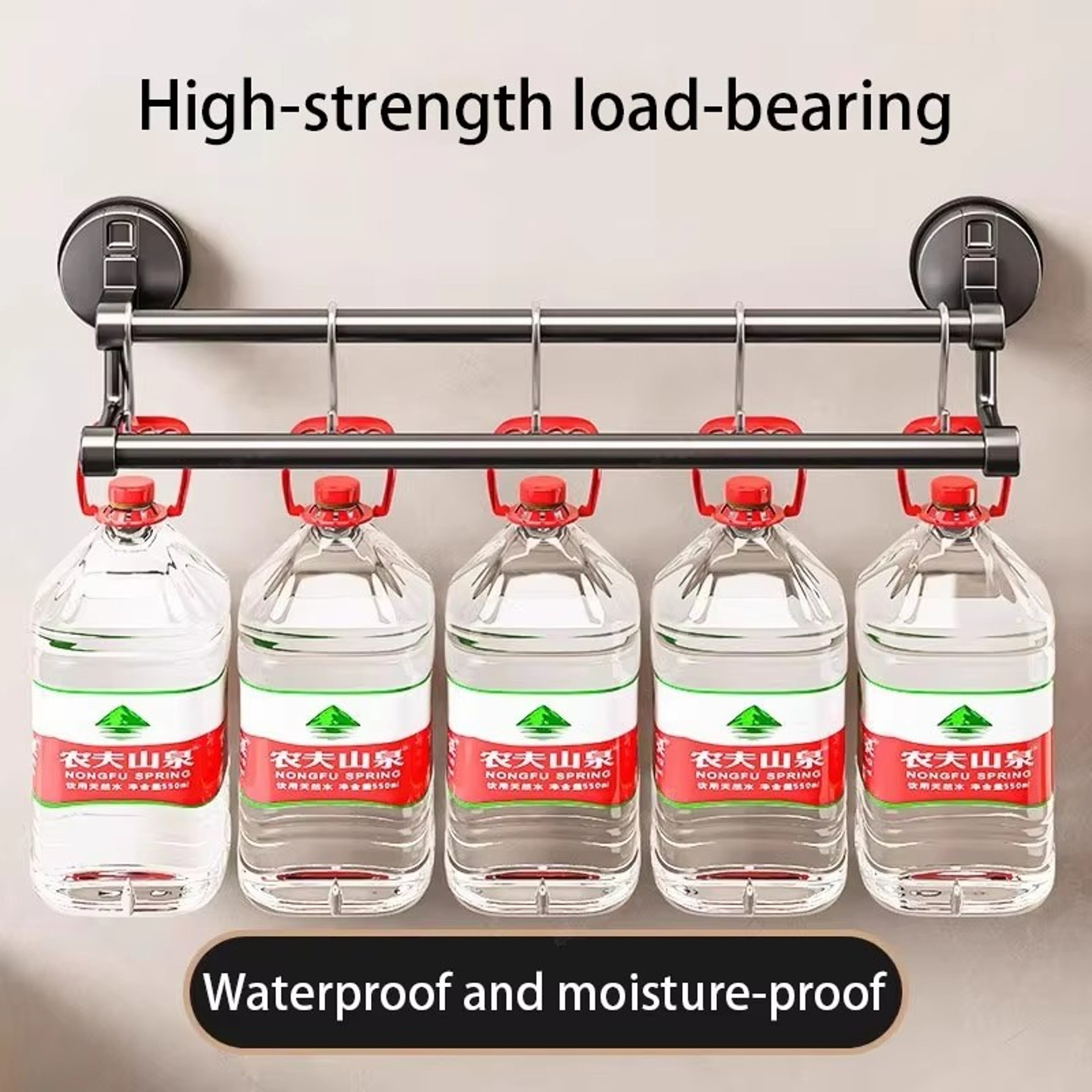 Bathroom Space Aluminum Double Rod Towel Rack Punchfree Storage Shelf 3