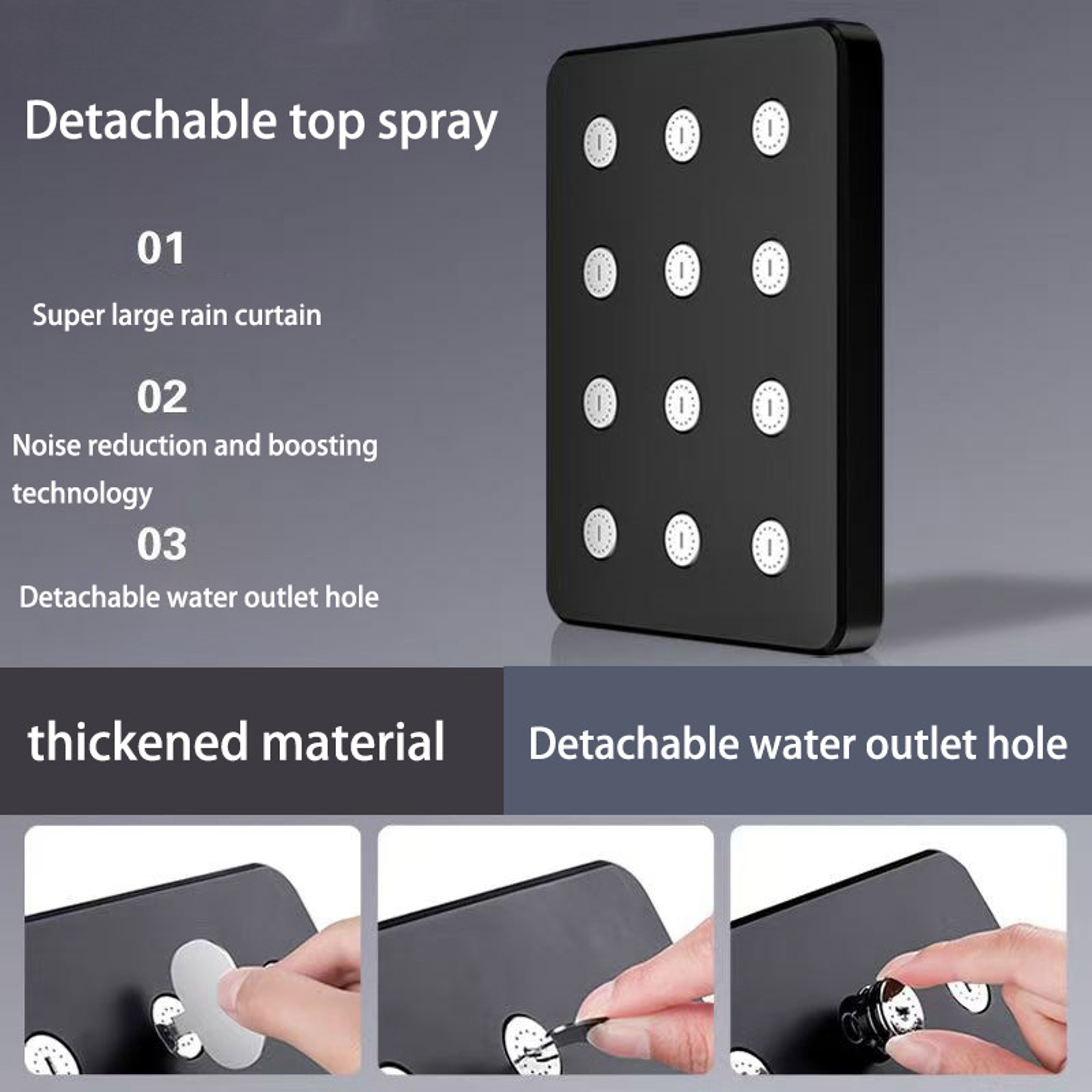Large Water High Pressure Shower Head Top Spray Small Waist Pressurized Bath Set 4