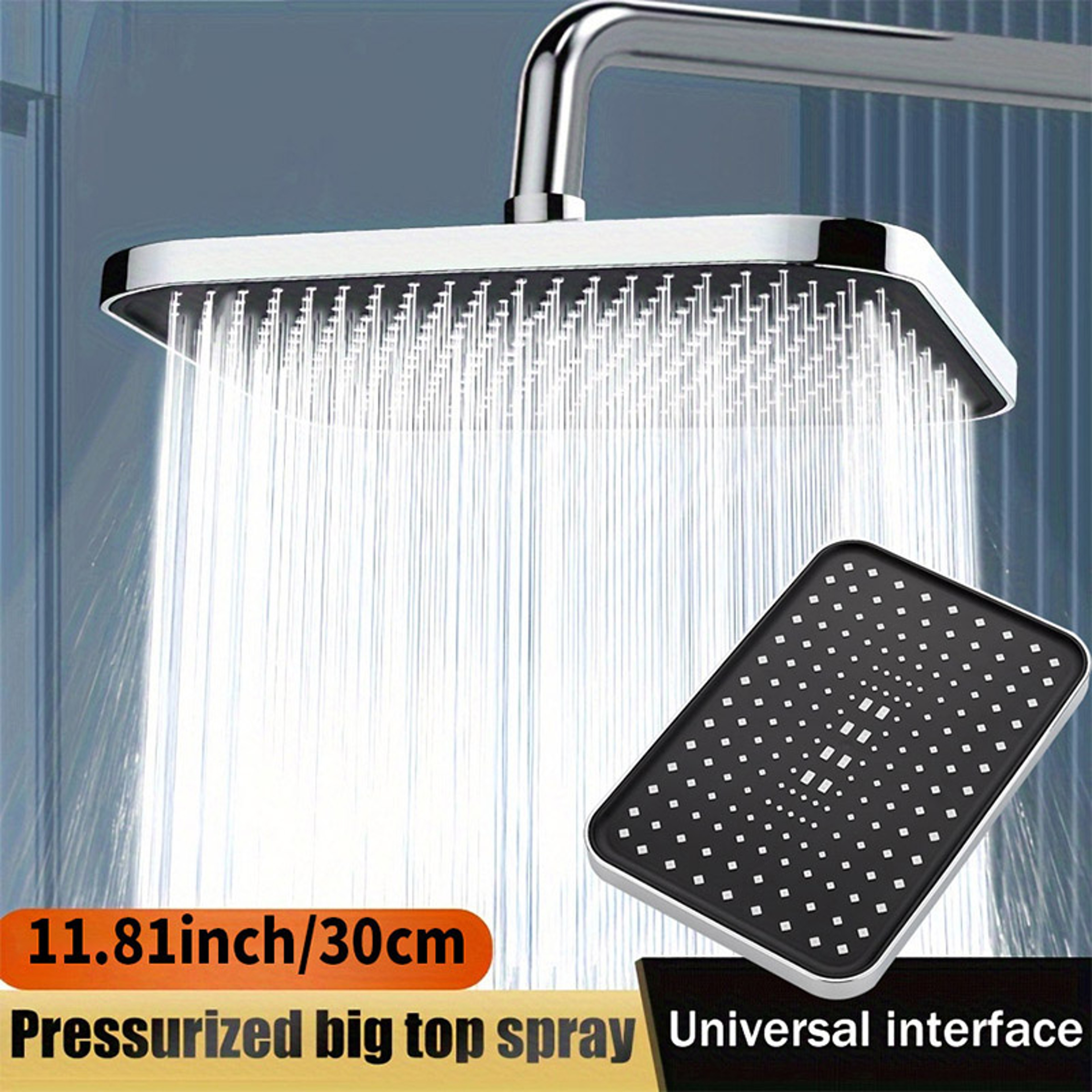 Adjustable Pressurized Shower Head Large Panel Top Spray Universal Bathroom Set 1