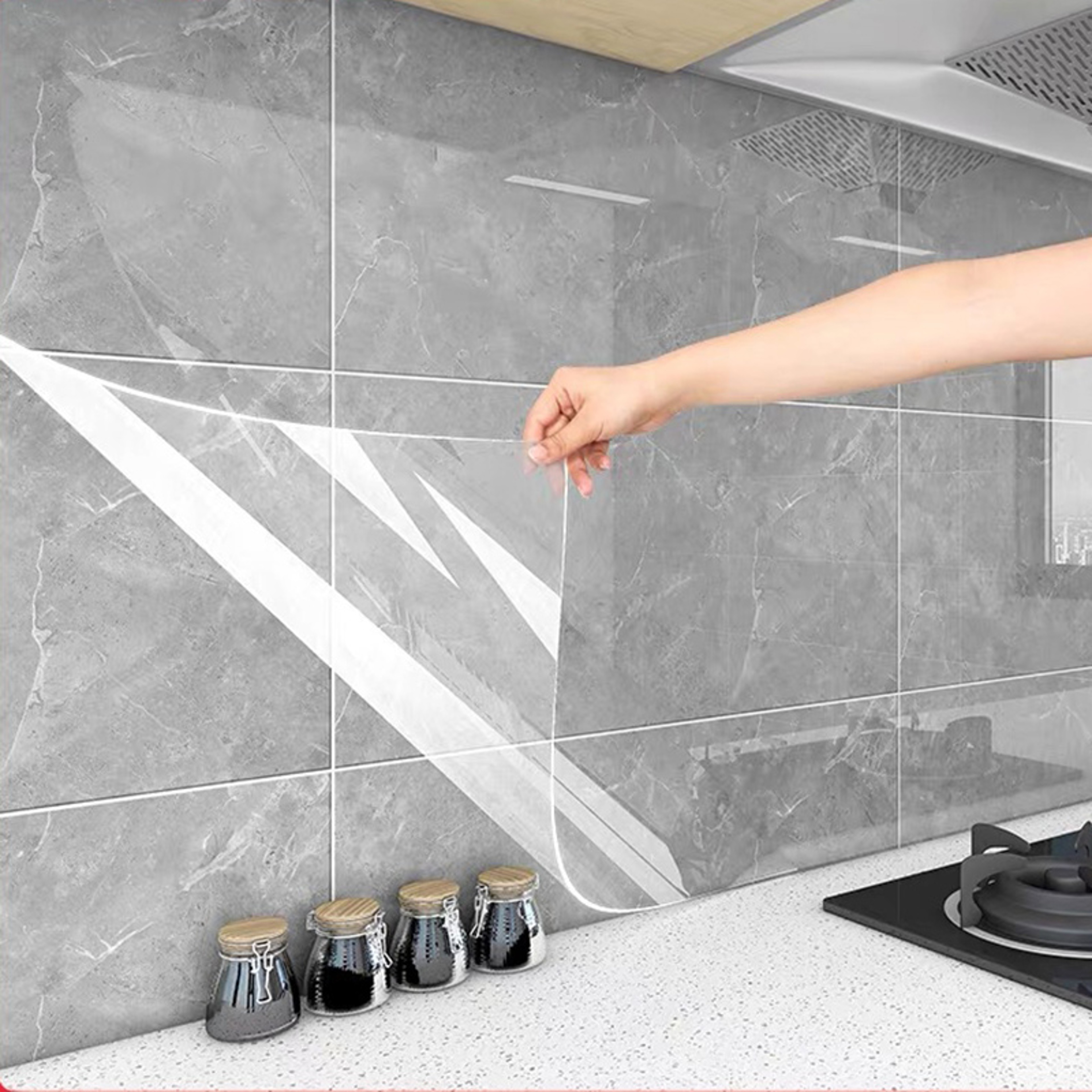 Kitchen Home Wall Sticker Transparent Electrostatic Decoration Protective Film Antifouling 0