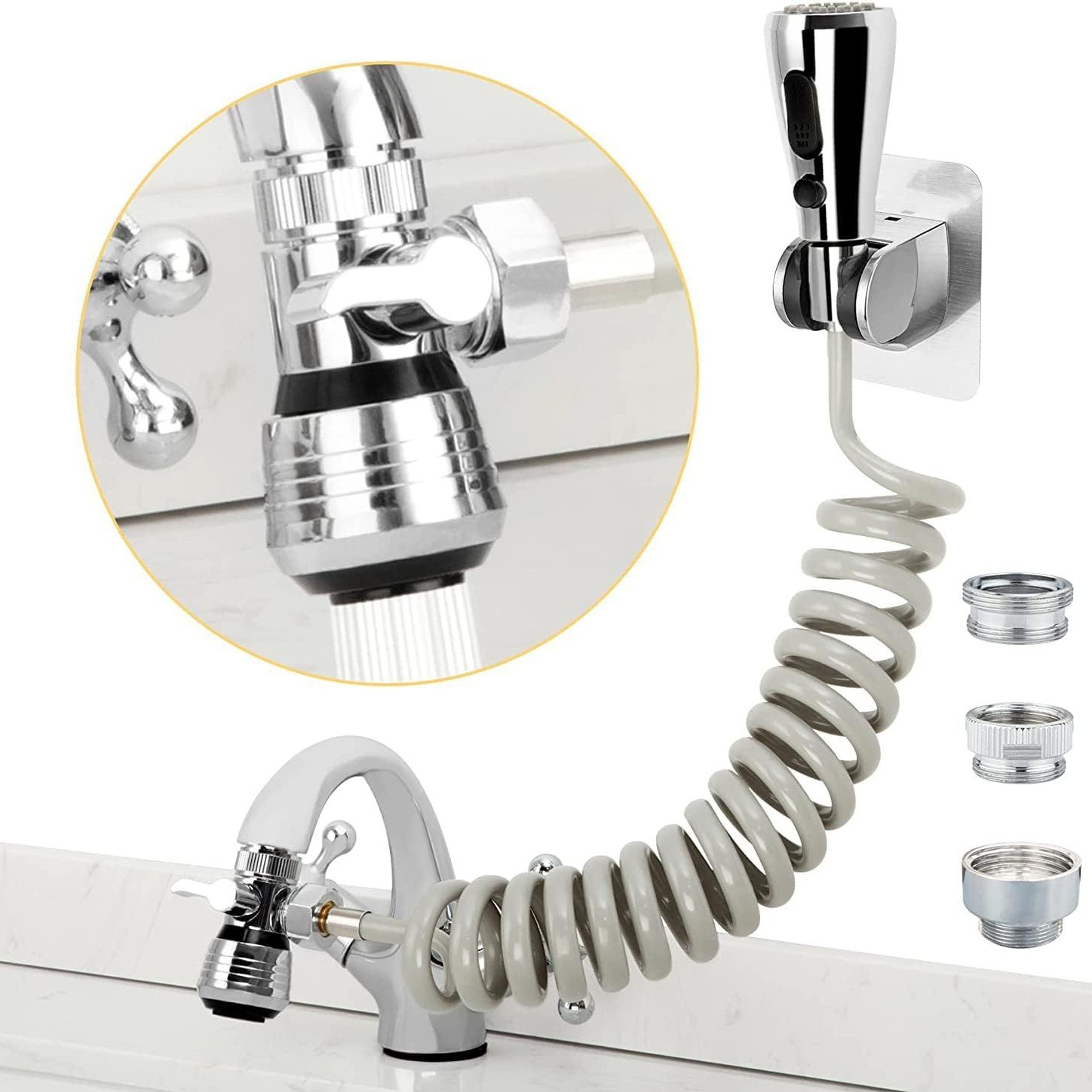 HandHeld Shower Set Shampoo Artifact Pull Faucet For Wash Basin And Toilet Extender 0
