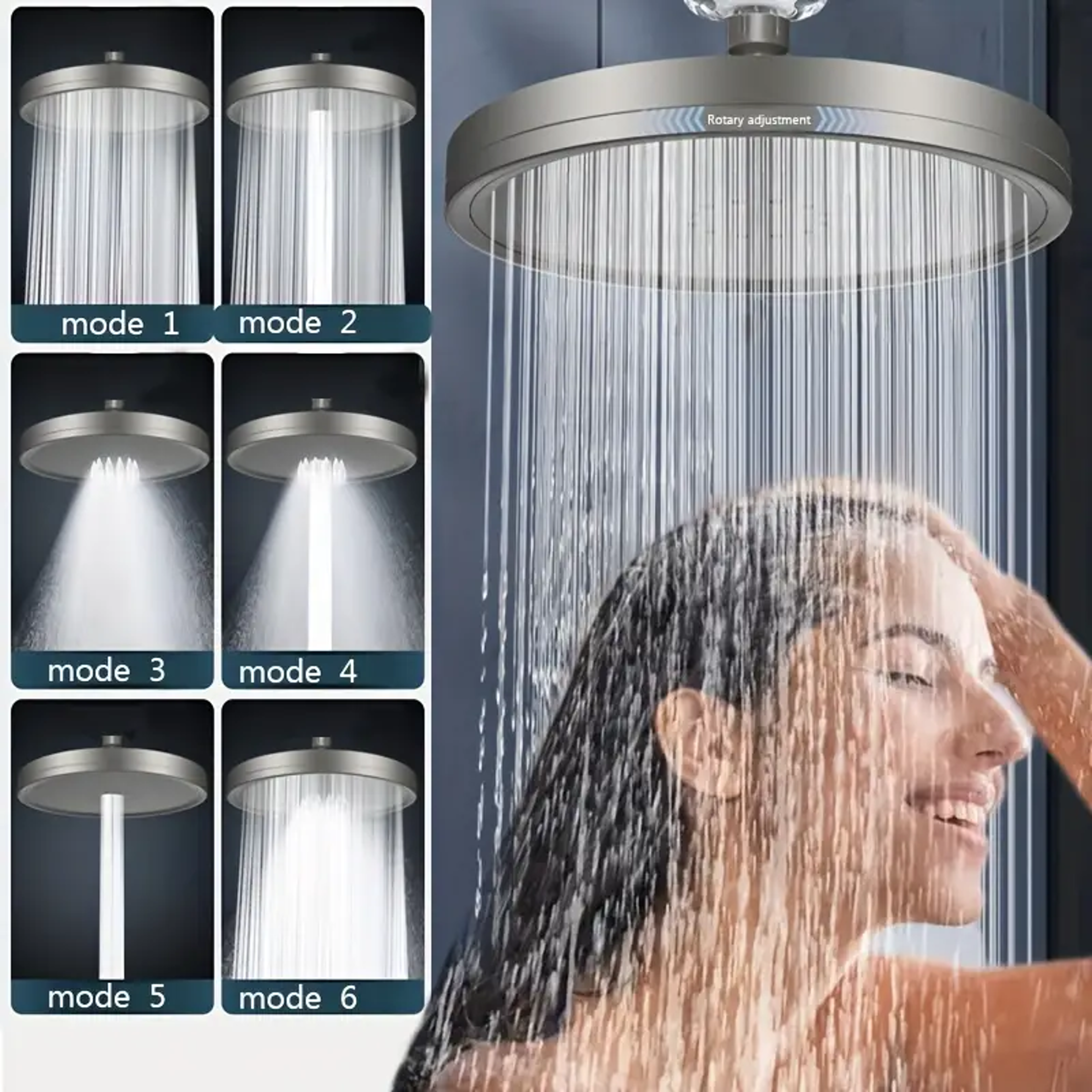 Large Panel Shower Head Modes Pressurized Rain Shower Head High Pressure Top Shower Faucet 3
