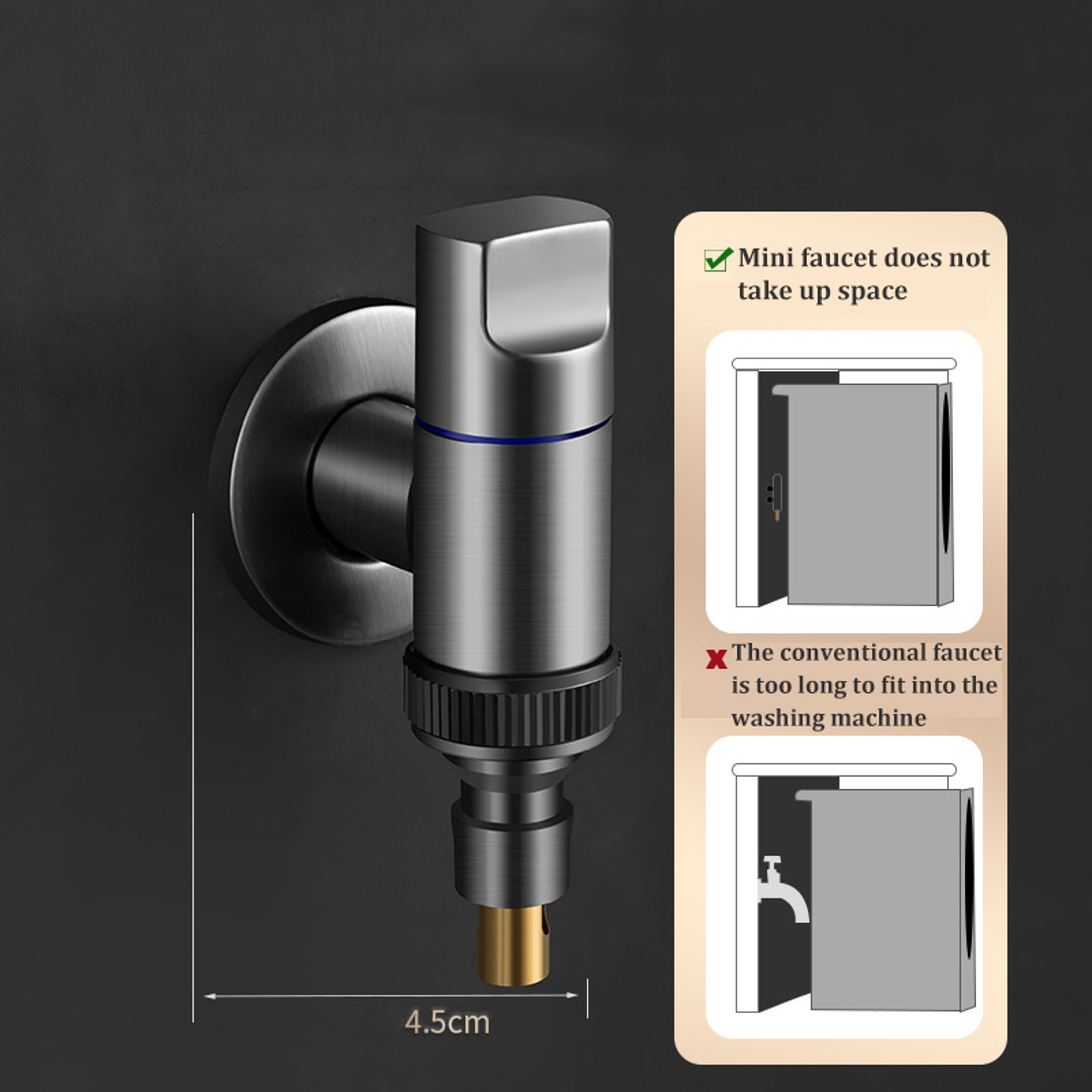 All-Copper Automatic Water Stop Valve Clip-on Faucet Joint Washing Machine Drum Universal – view 5