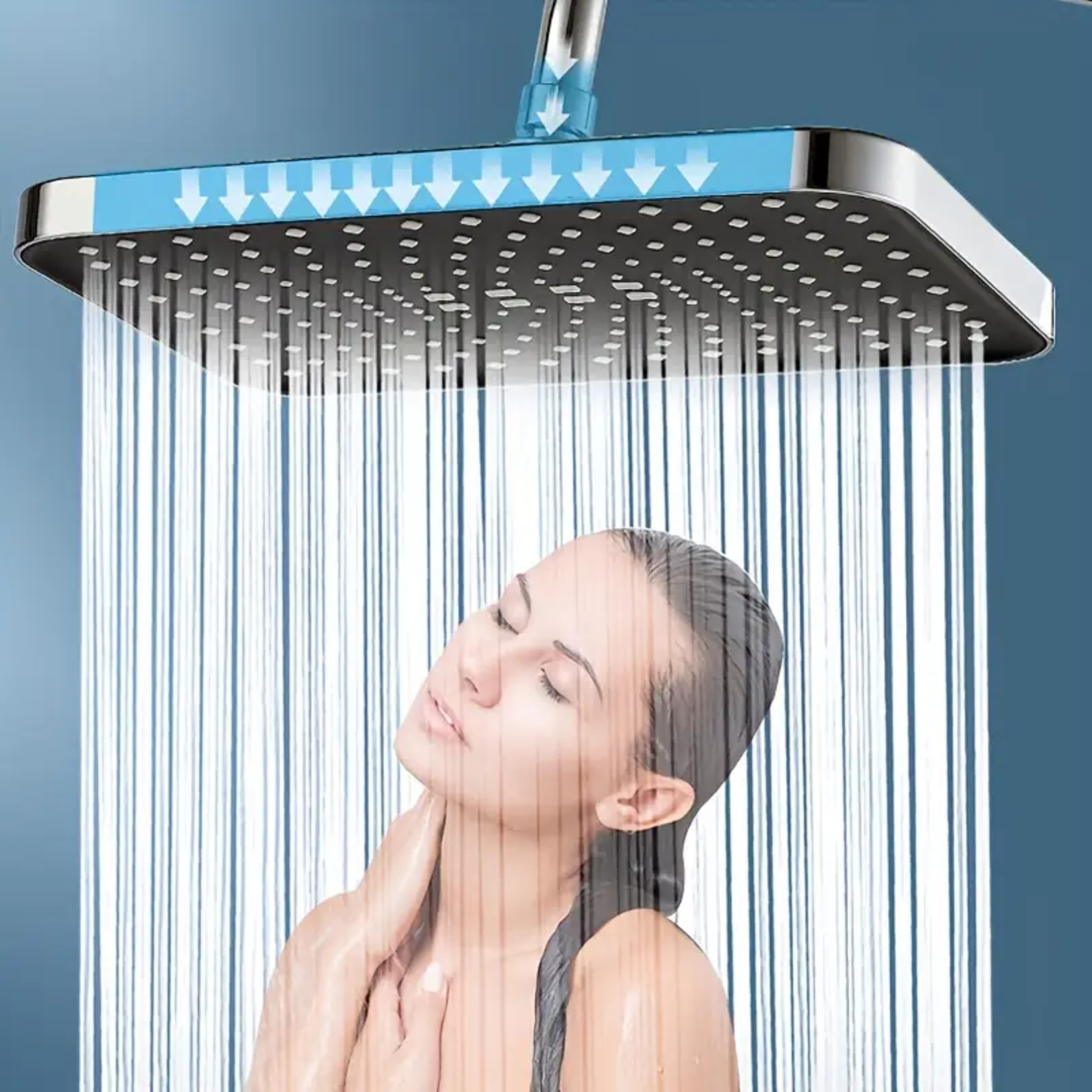 High Pressure ABS Rainfall Shower Head Adjustable Angle AntiClog Nozzle Water Saving Bathroom Acces 0