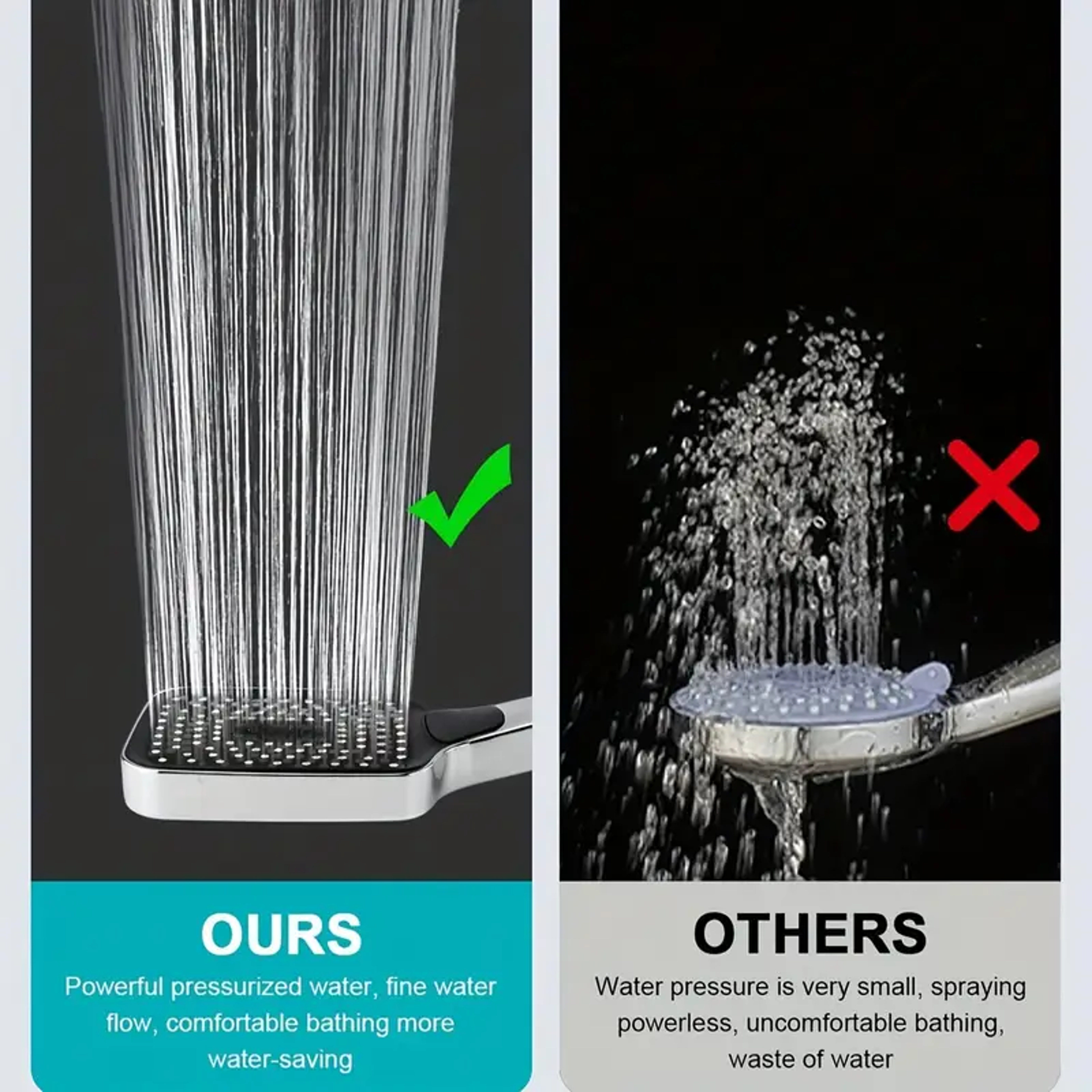 Silver Booster Shower Head Square Button Adjustable Shower Head Thickened Water Outlet Set For Ulti 4