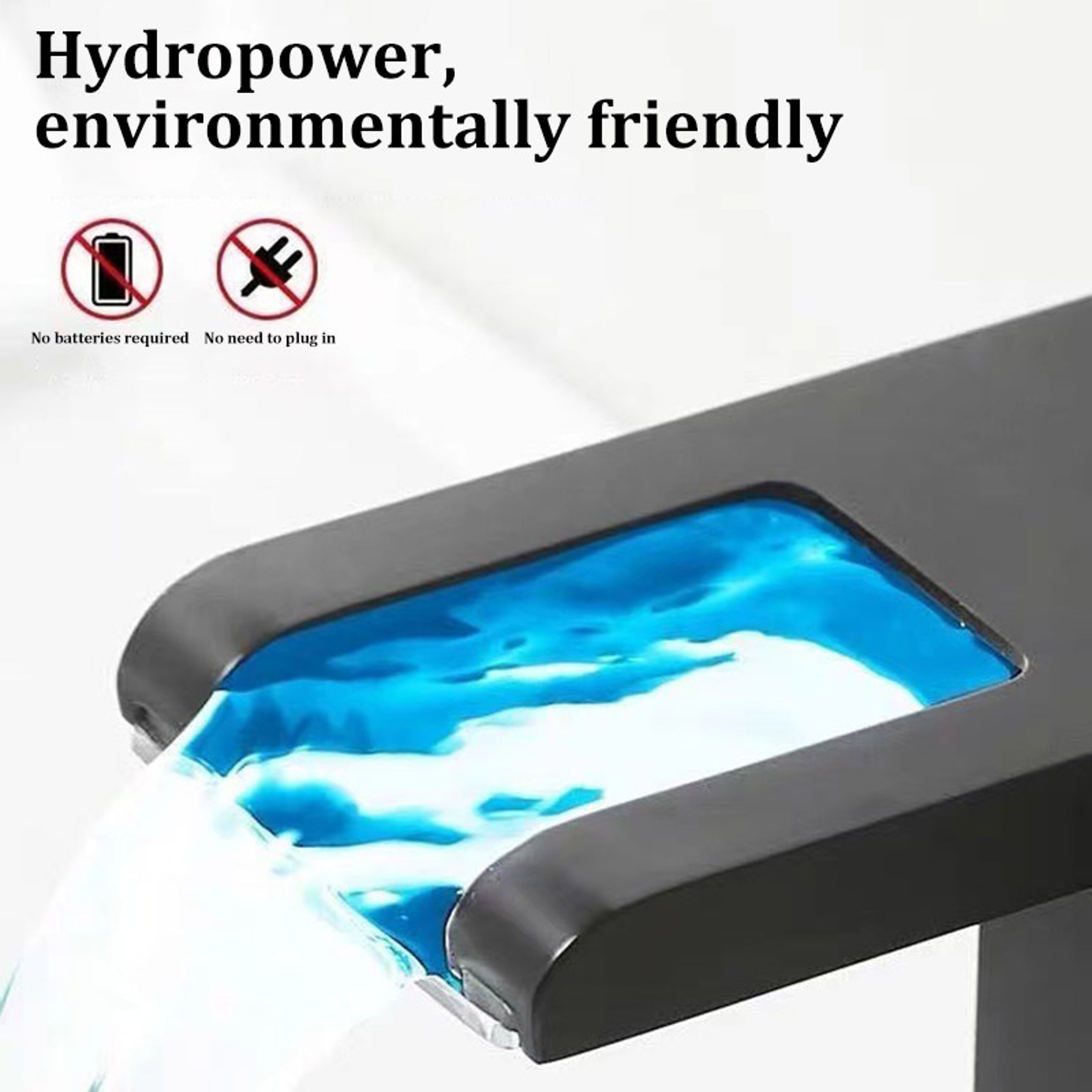 Luminous Waterfall Faucet Allcopper LED Light Hot And Cold Basin Faucet 4