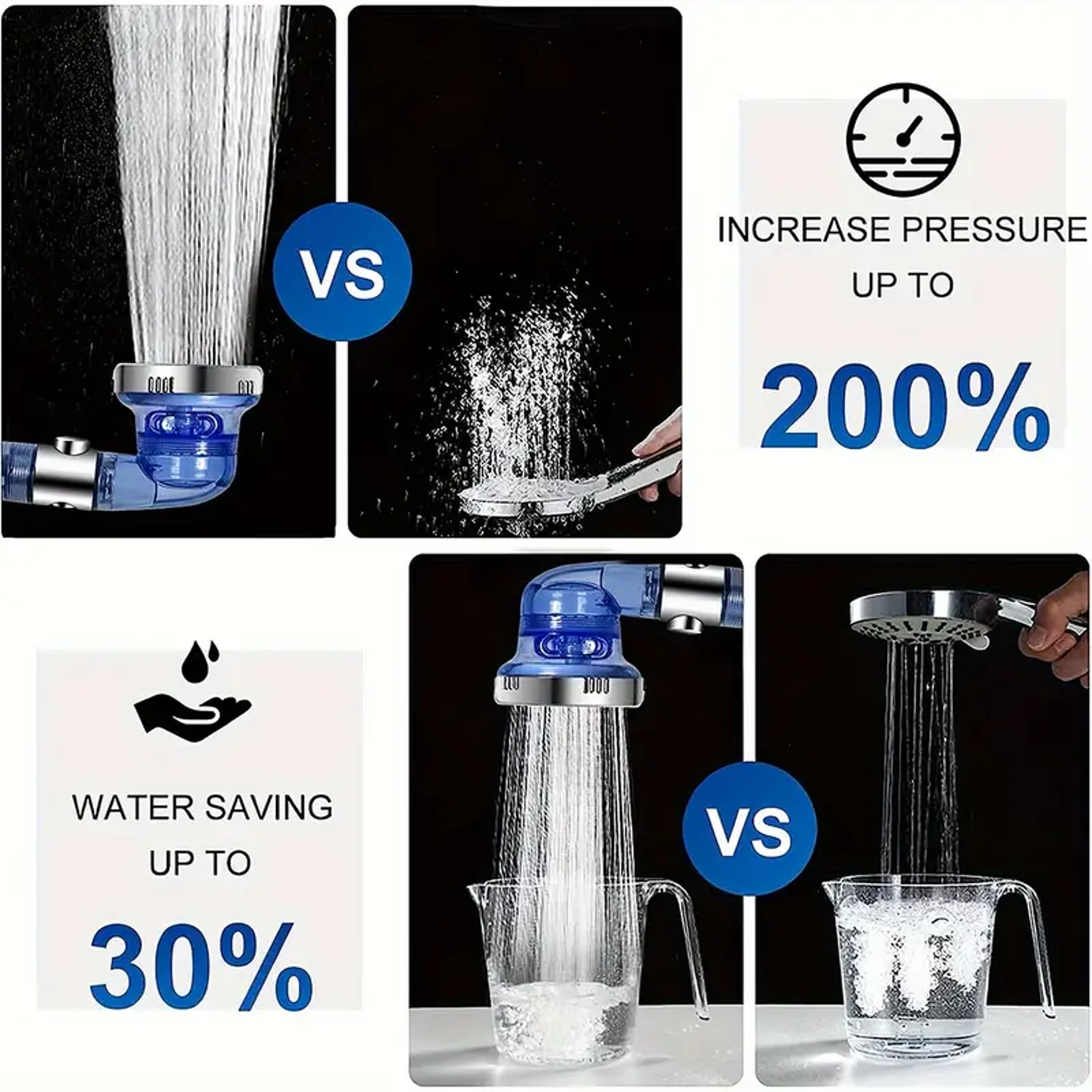 Negative Ion Booster Filter Shower Head With Modes And Onebutton Water Stop Handheld Watersaving Ba 2