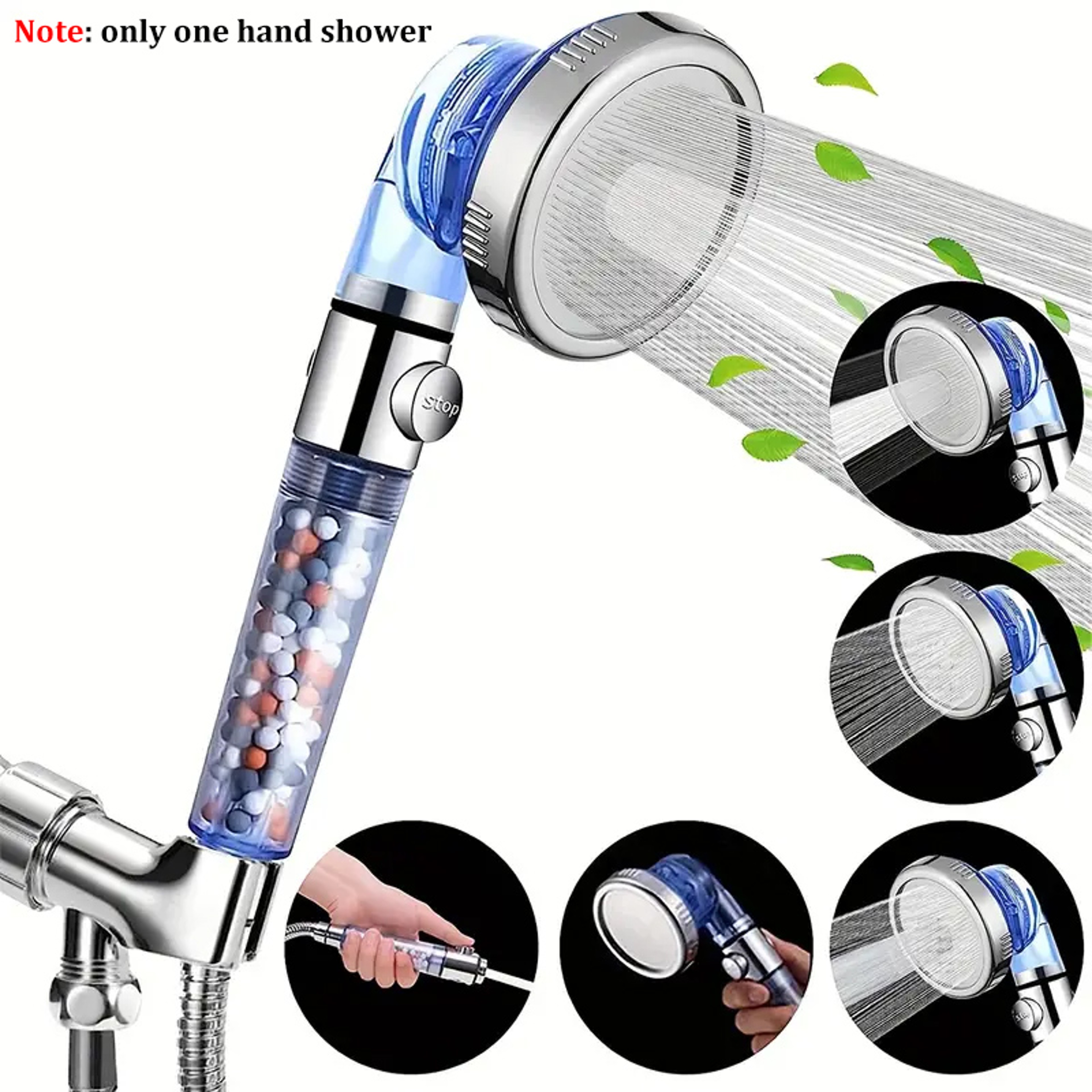 Negative Ion Booster Filter Shower Head With Modes And Onebutton Water Stop Handheld Watersaving Ba 6