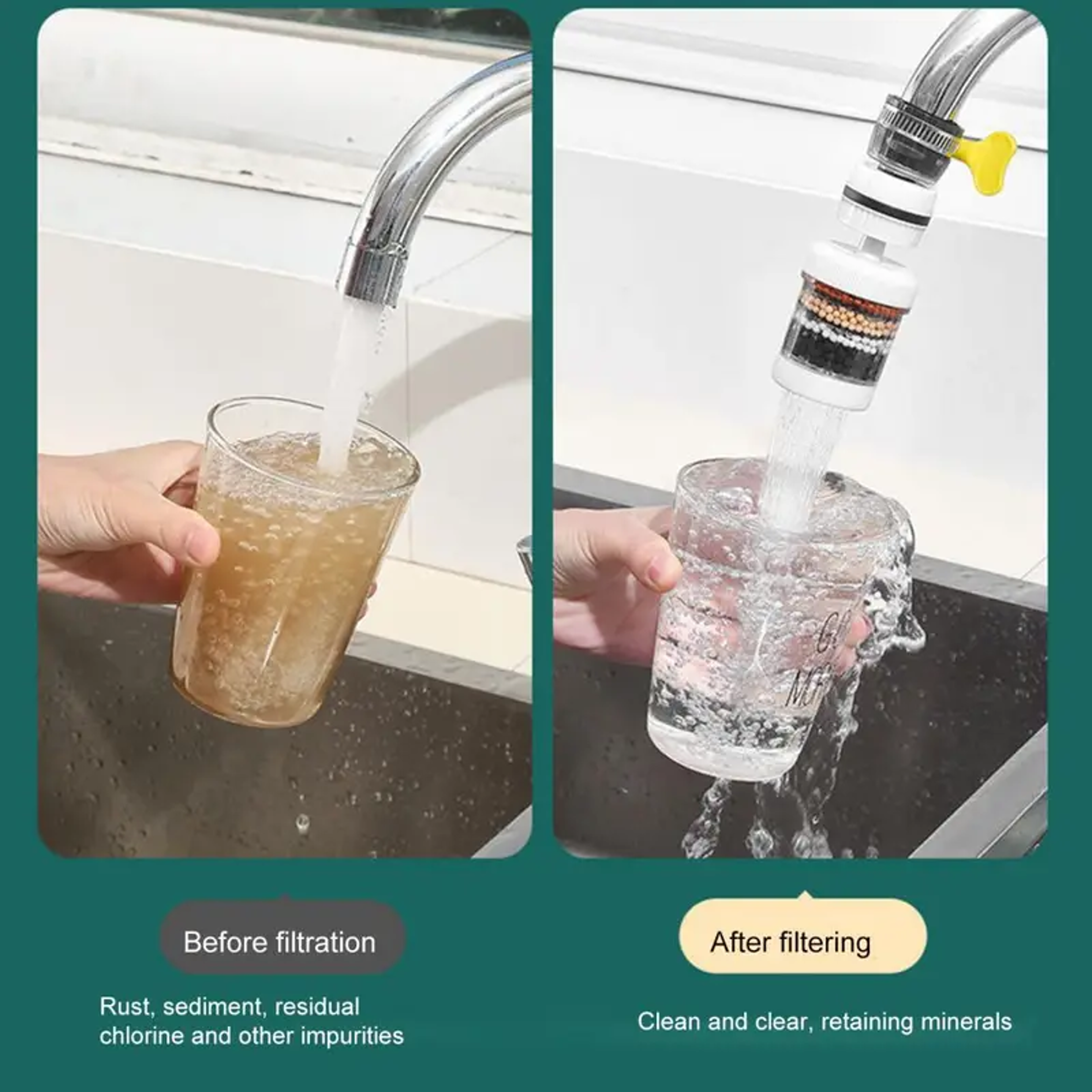 Activated Carbon Faucet Water Filter For Kitchen Removes Chlorofluoride Heavy Metals Universal Plas 3