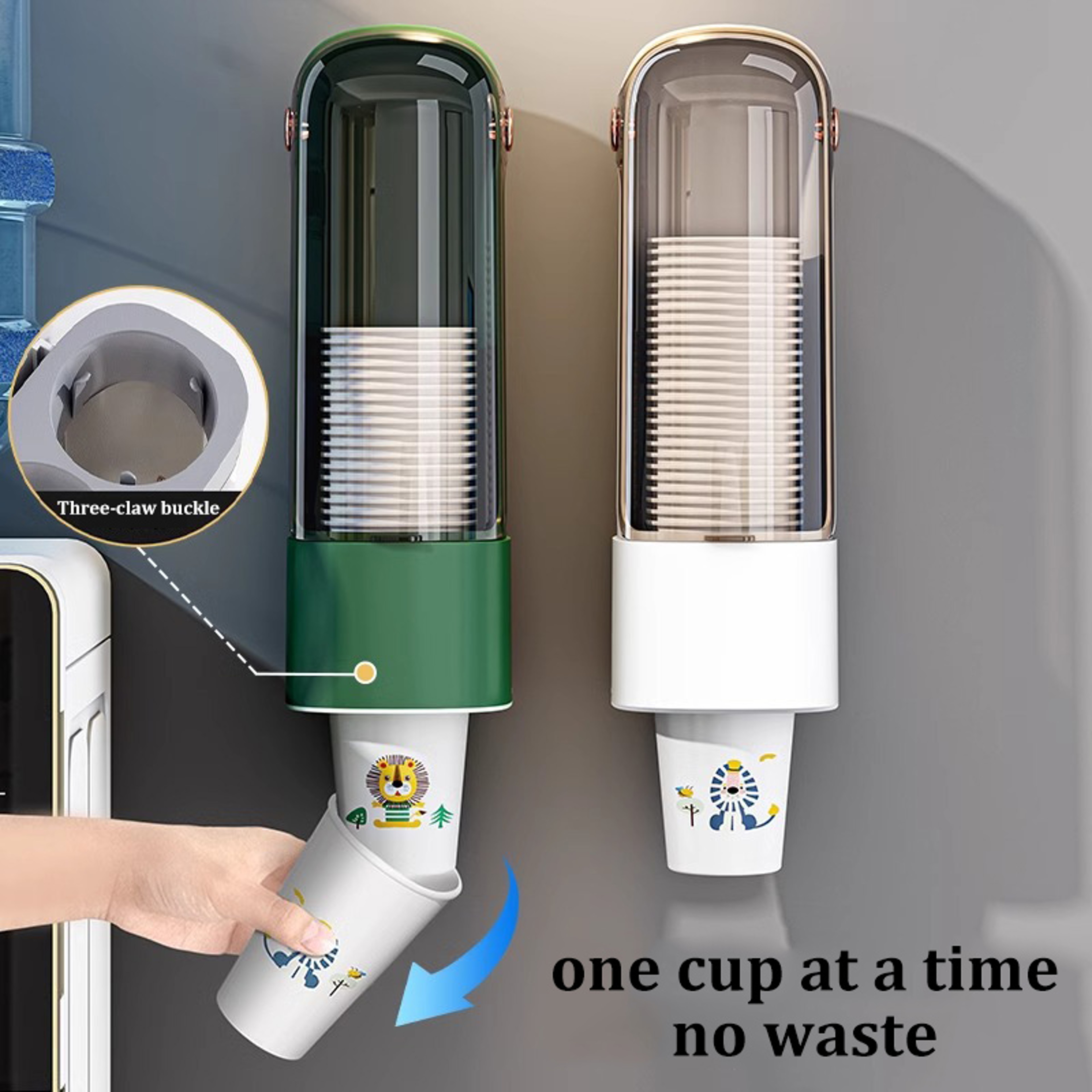 Household Paper Cup Holder WallMounted NoDrill Dustproof Cup Dispenser Storage Rack 3