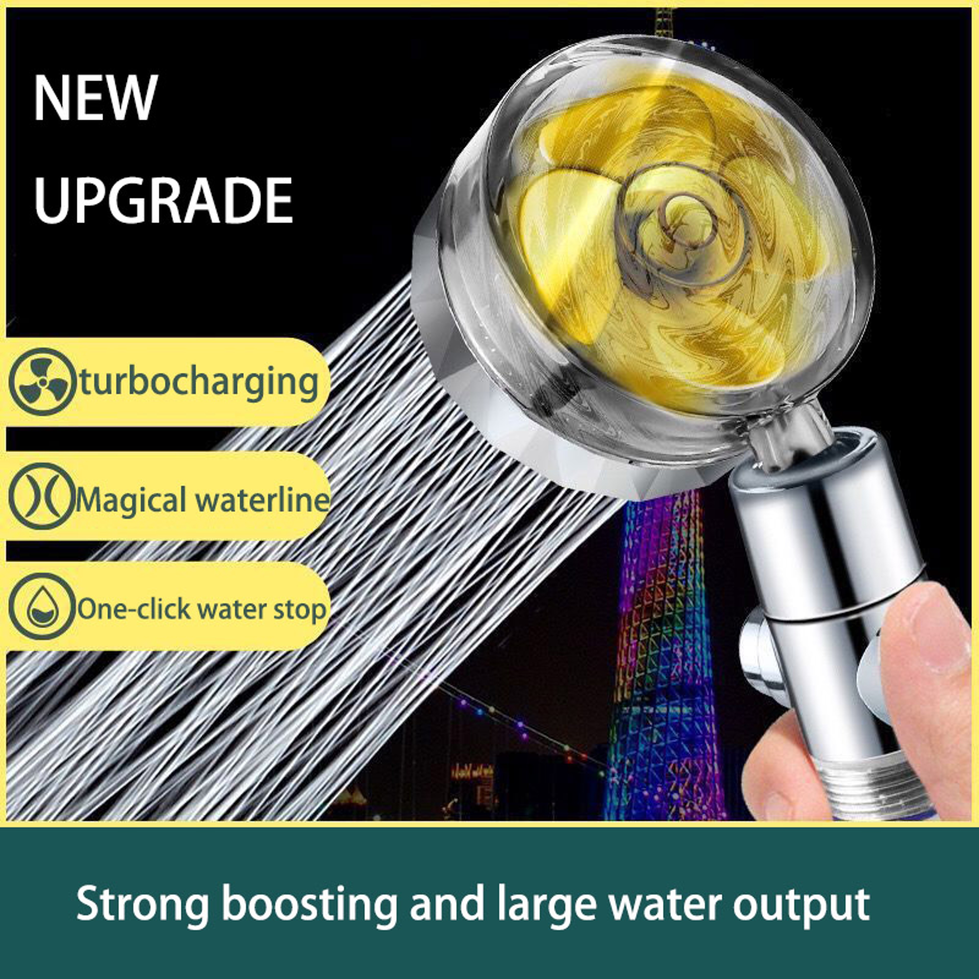 Small Waist Shower Head Turbo Fan High Pressure Rotating Handheld Shower Set Bathroom Accessories 1
