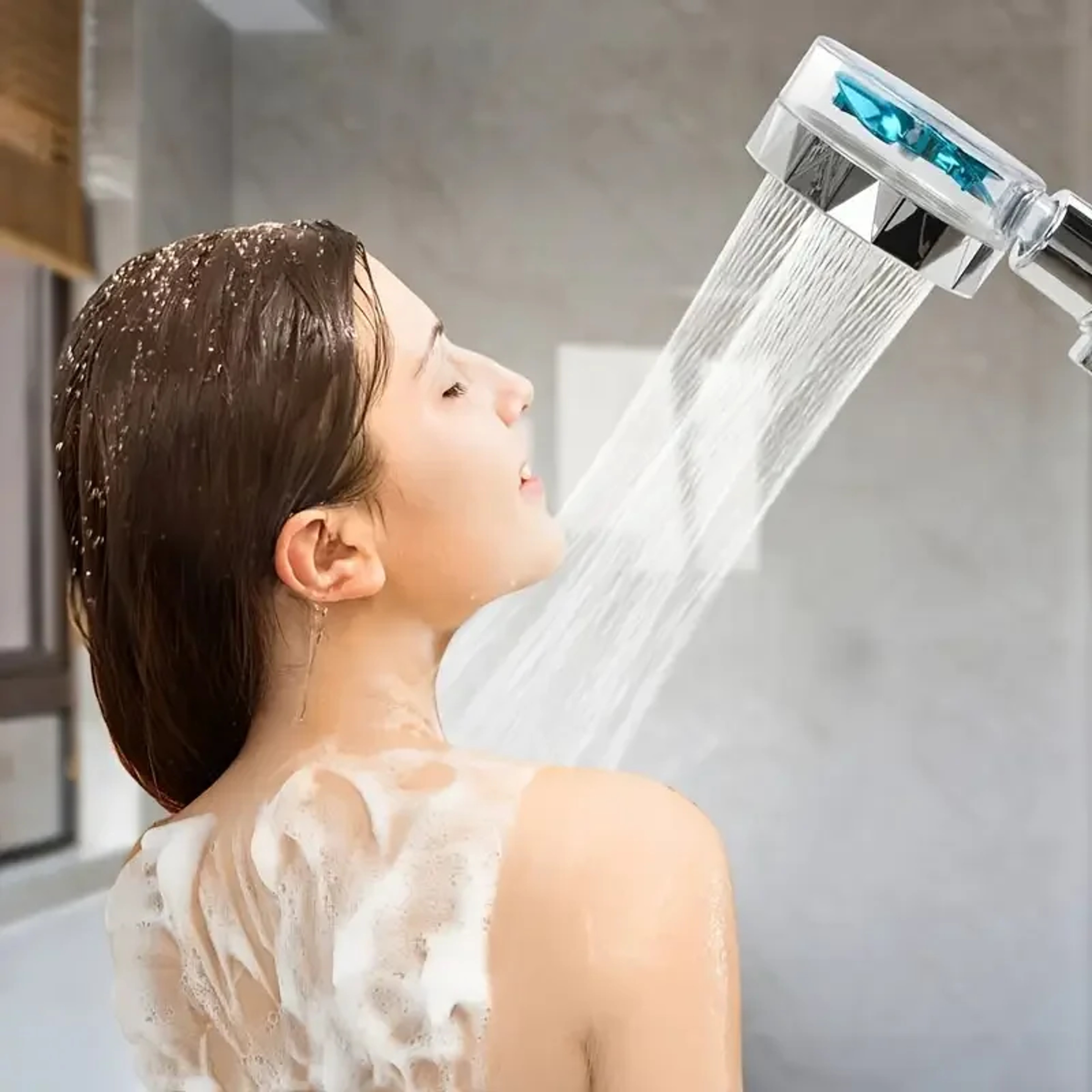 Small Waist Shower Head Turbo Fan High Pressure Rotating Handheld Shower Set Bathroom Accessories 0
