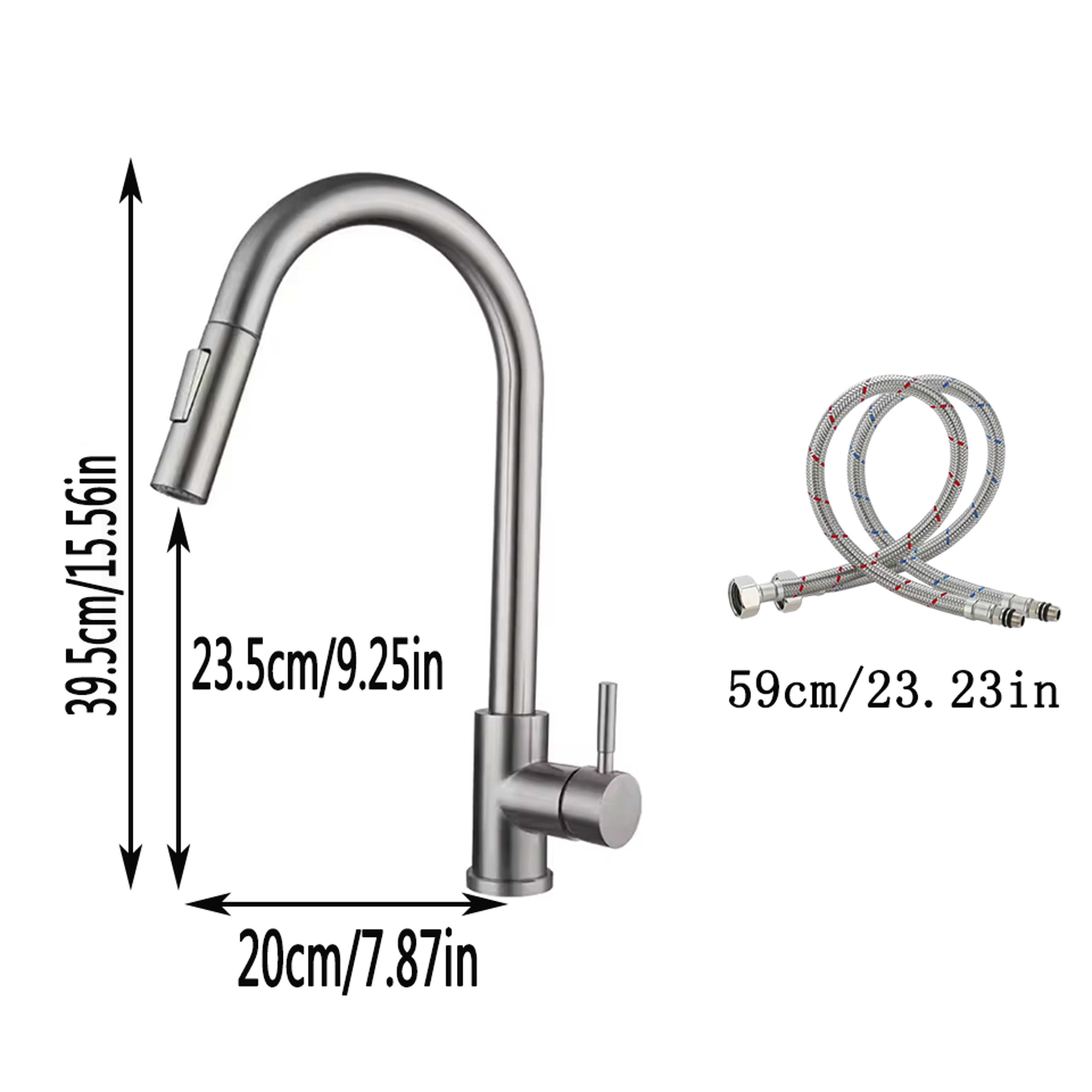 Pullout Kitchen Faucet Stainless Steel Brushed Sink Faucet Single Hole Water Faucet 5
